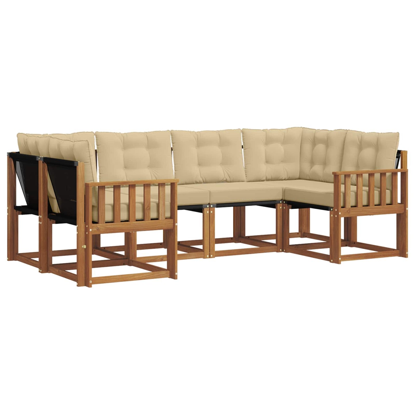 Outdoor-Sofagarnitur 6 stk. Natur und Beige