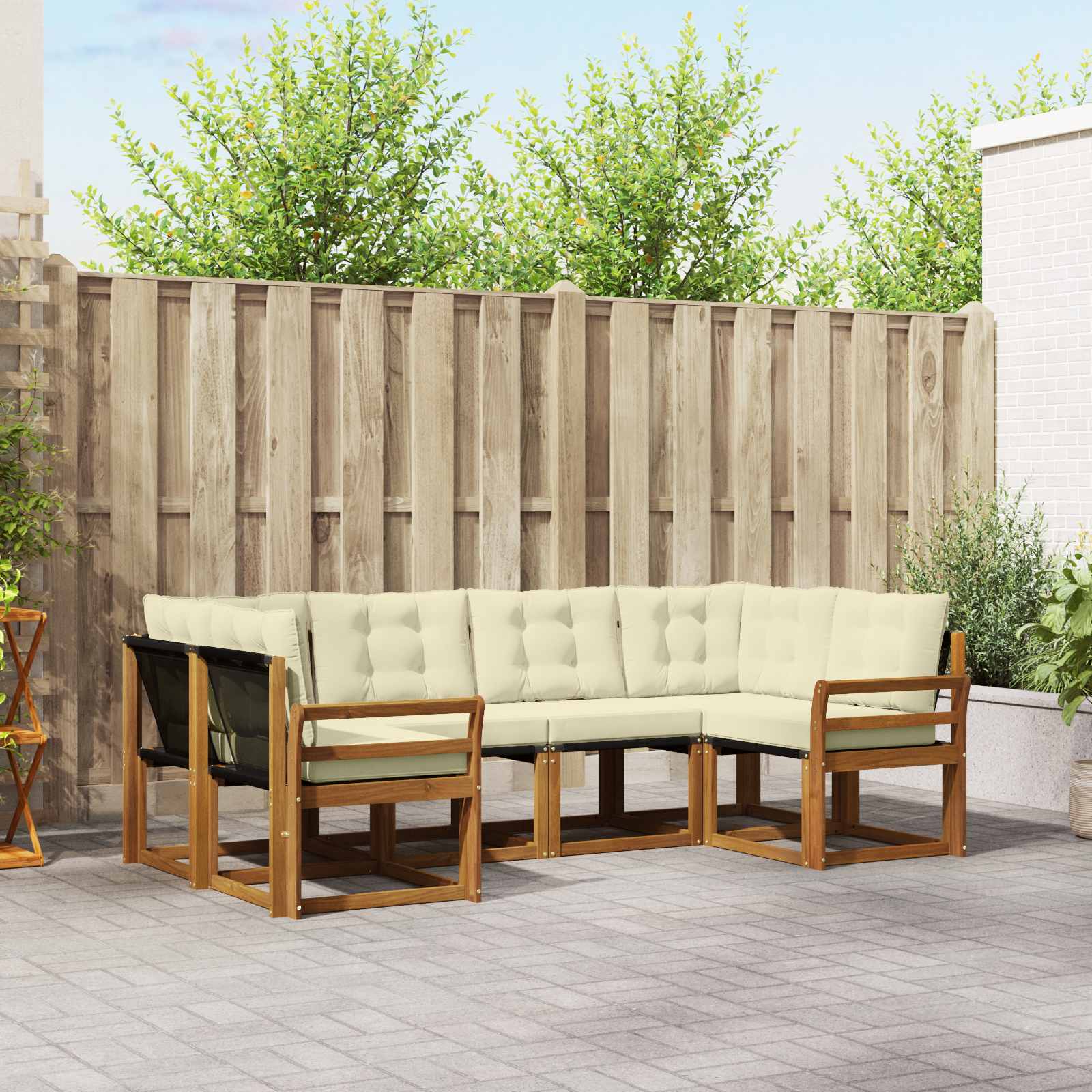 Outdoor-Sofagarnitur 6 stk. Natur und Creme