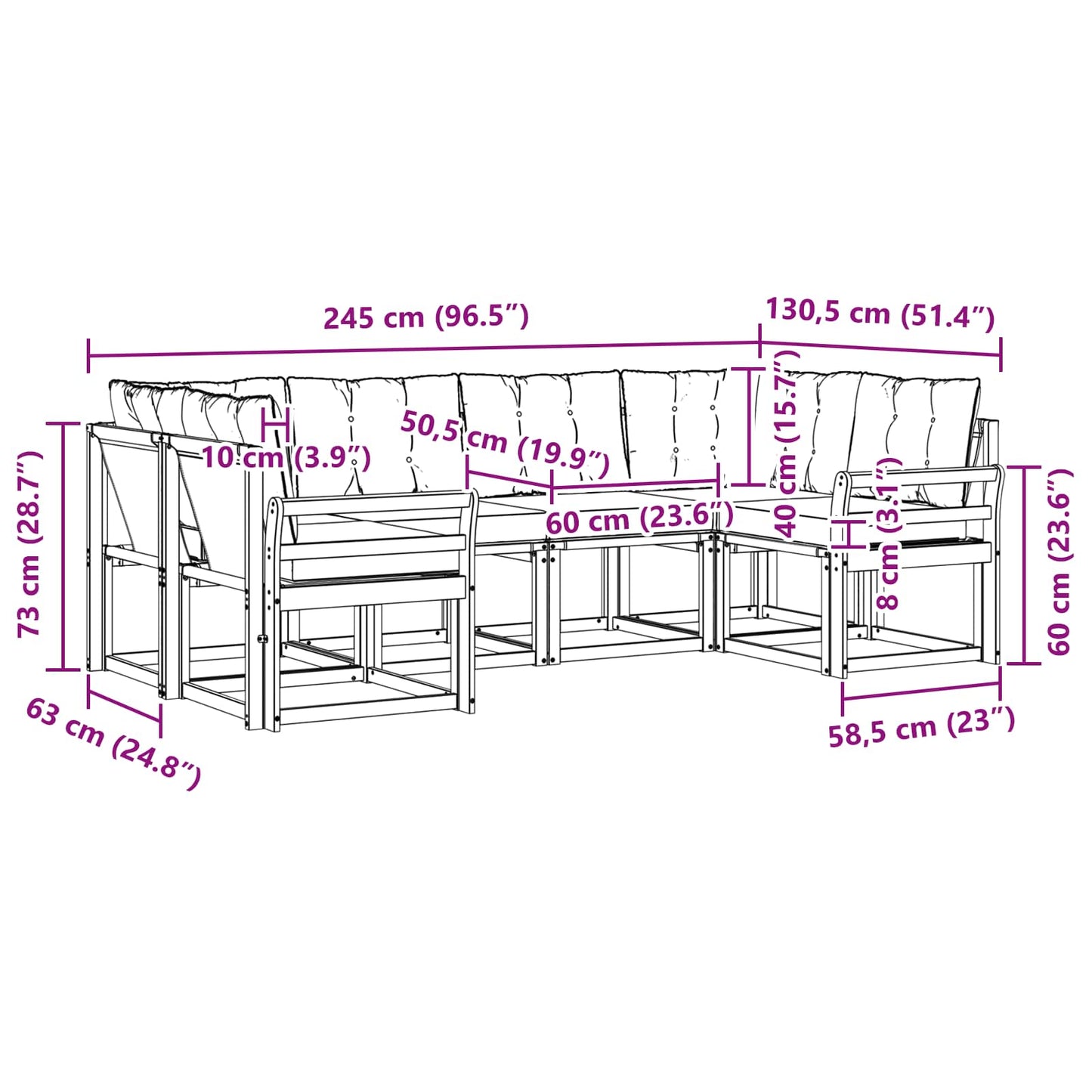 Outdoor-Sofagarnitur 6 stk. Natur und Creme