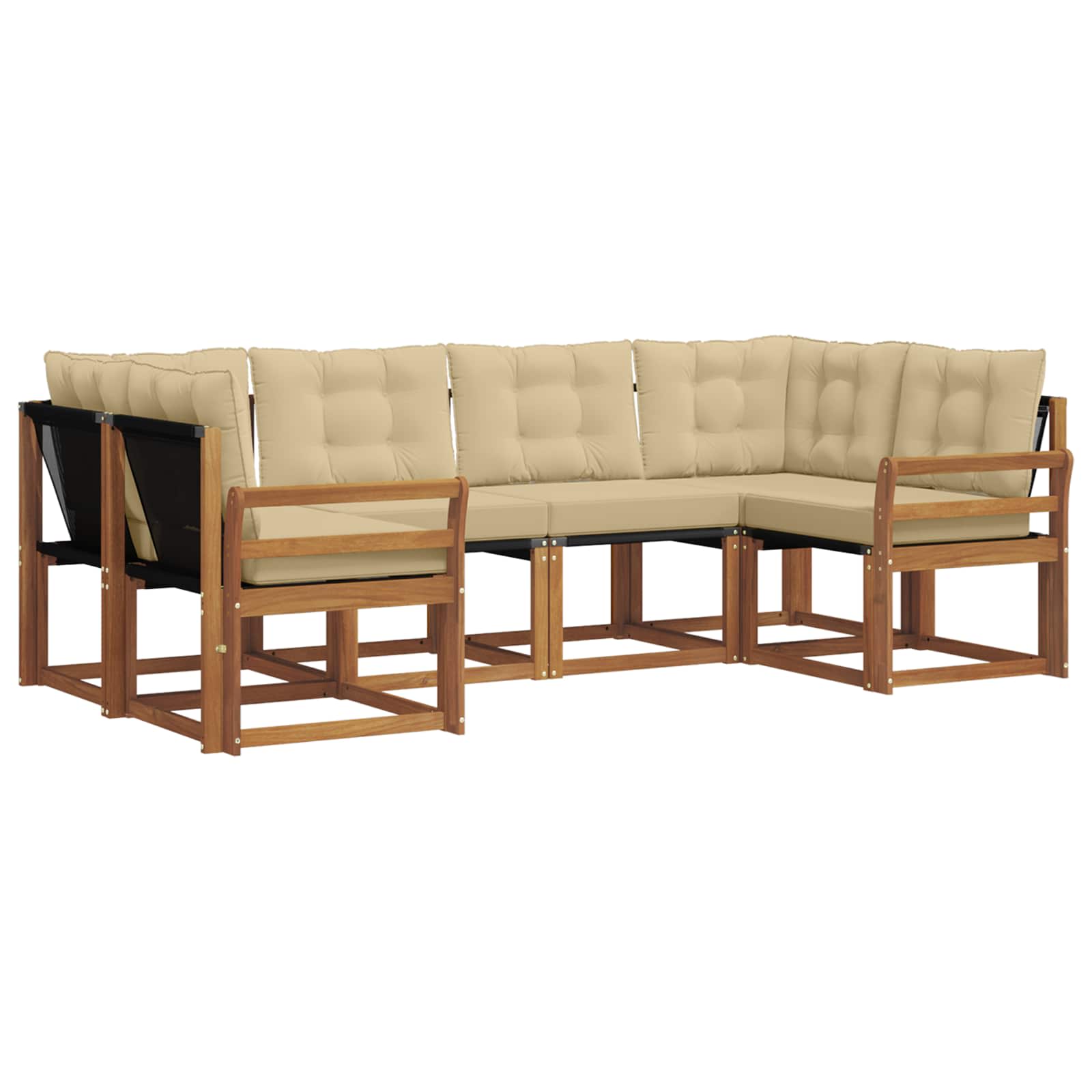 Outdoor-Sofagarnitur 6 stk. Natur und Beige