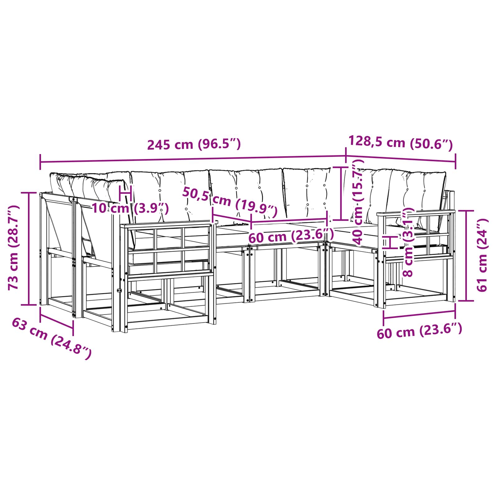 Outdoor-Sofagarnitur 6 stk. Natur und Creme
