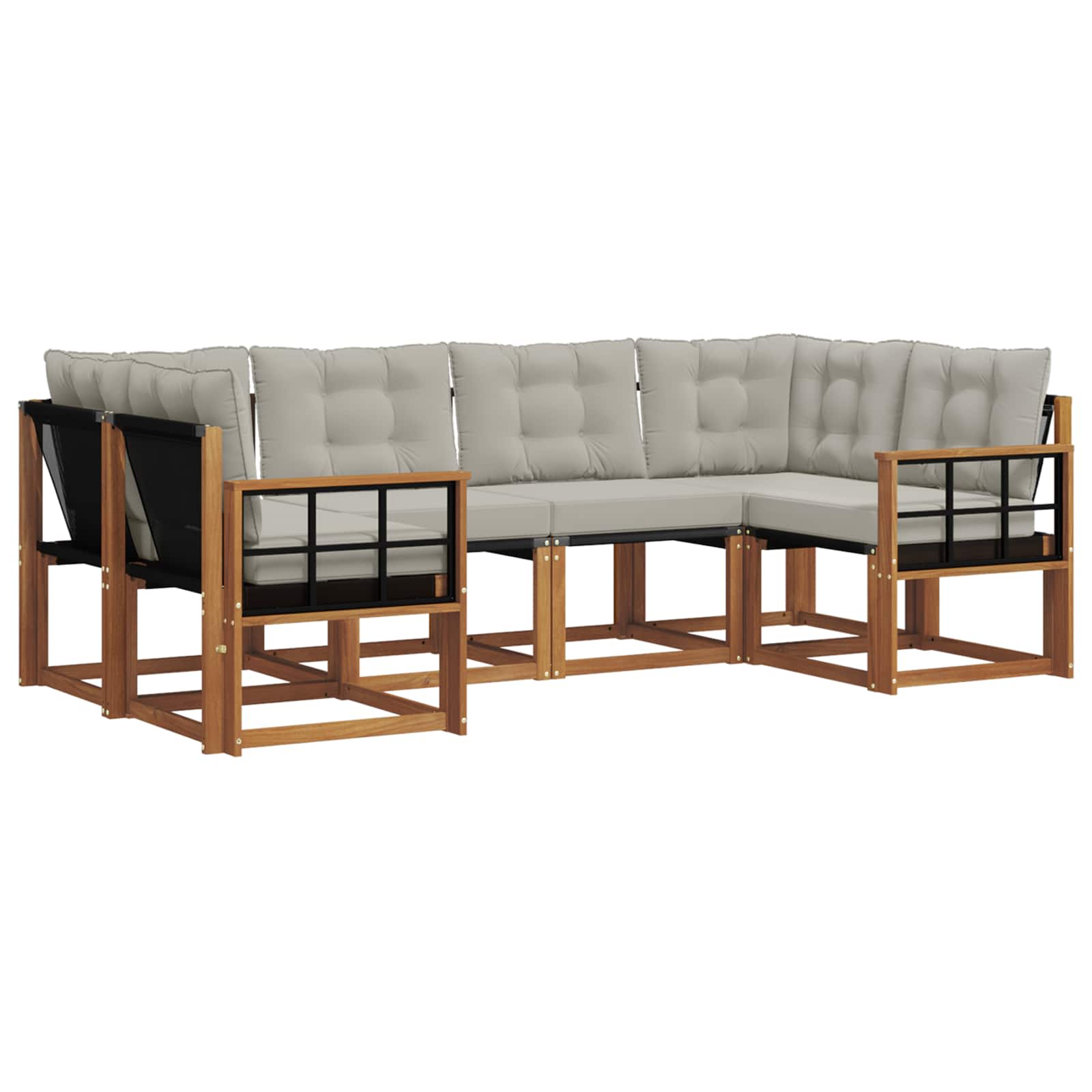 Outdoor-Sofagarnitur mit Kissen 6 pcs Natürlich und Hellgrau