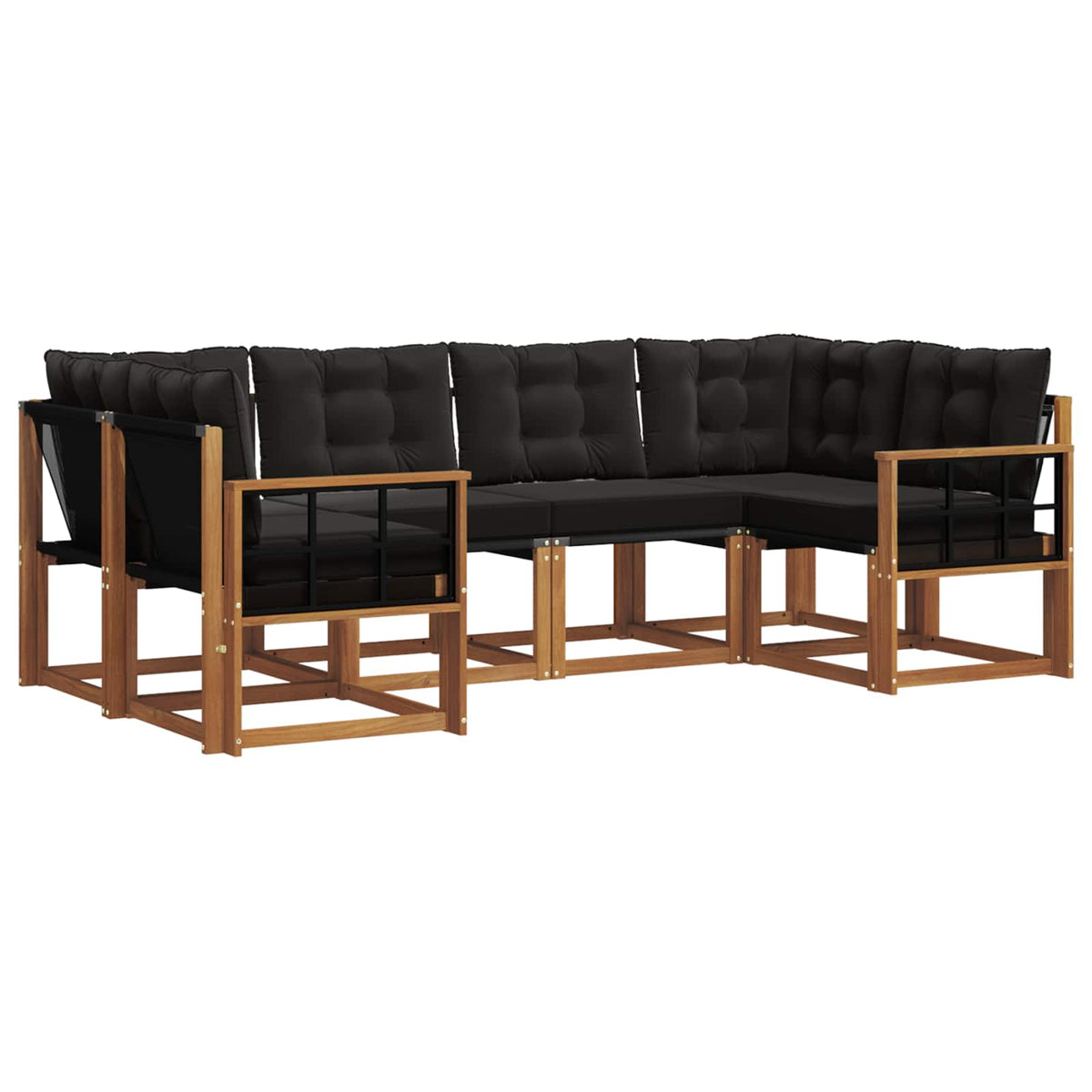 Outdoor-Sofagarnitur 6 stk. Natur und Schwarz