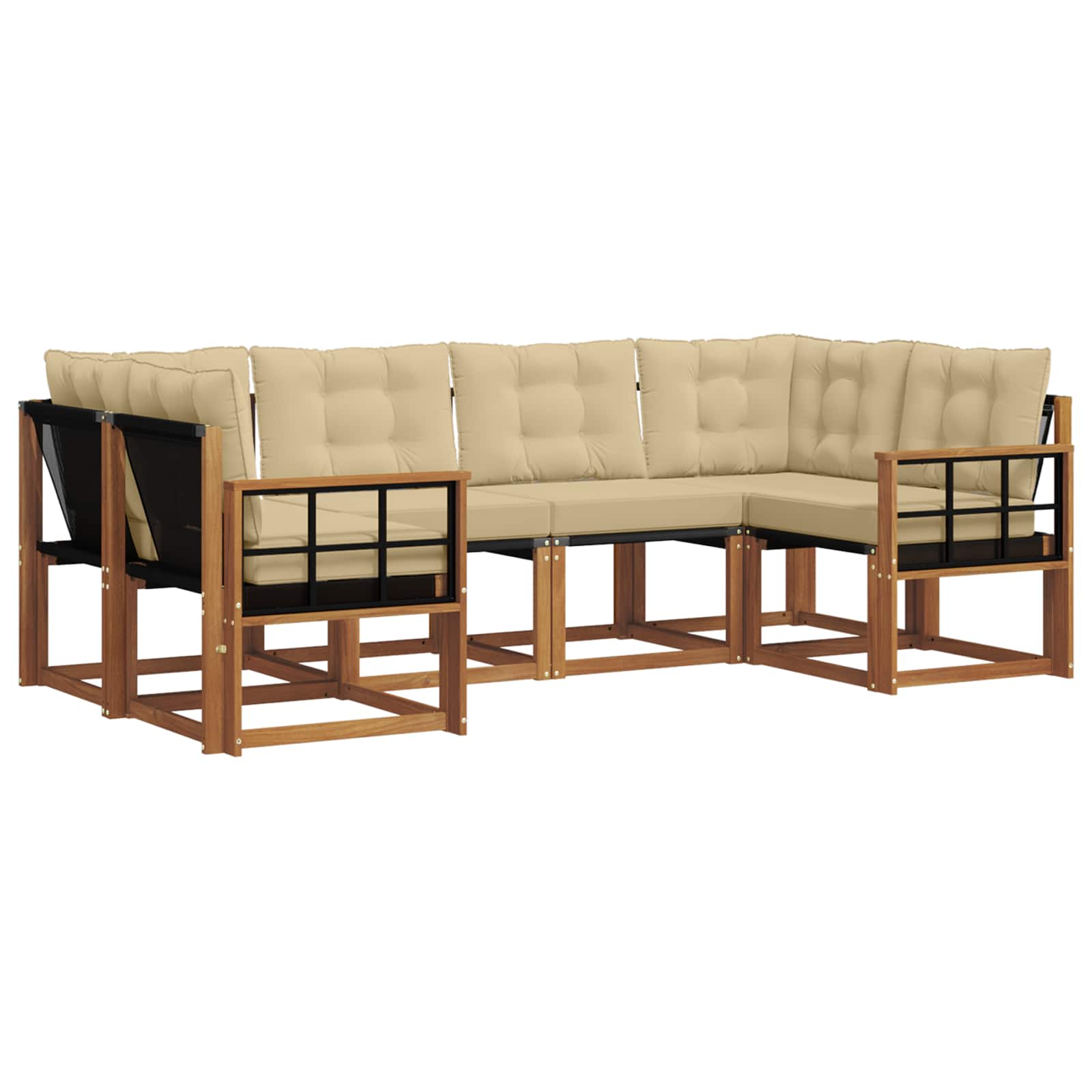 Outdoor-Sofagarnitur 6 stk. Natur und Beige