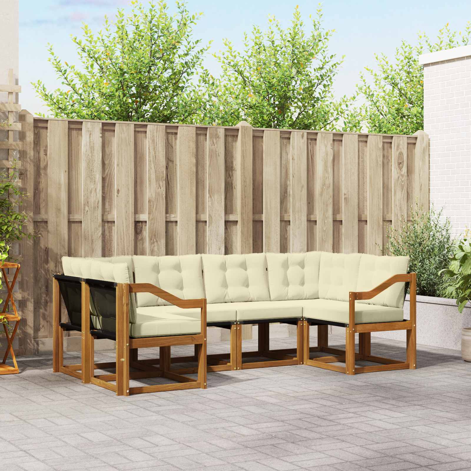 Outdoor-Sofagarnitur 6 stk. Natur und Creme