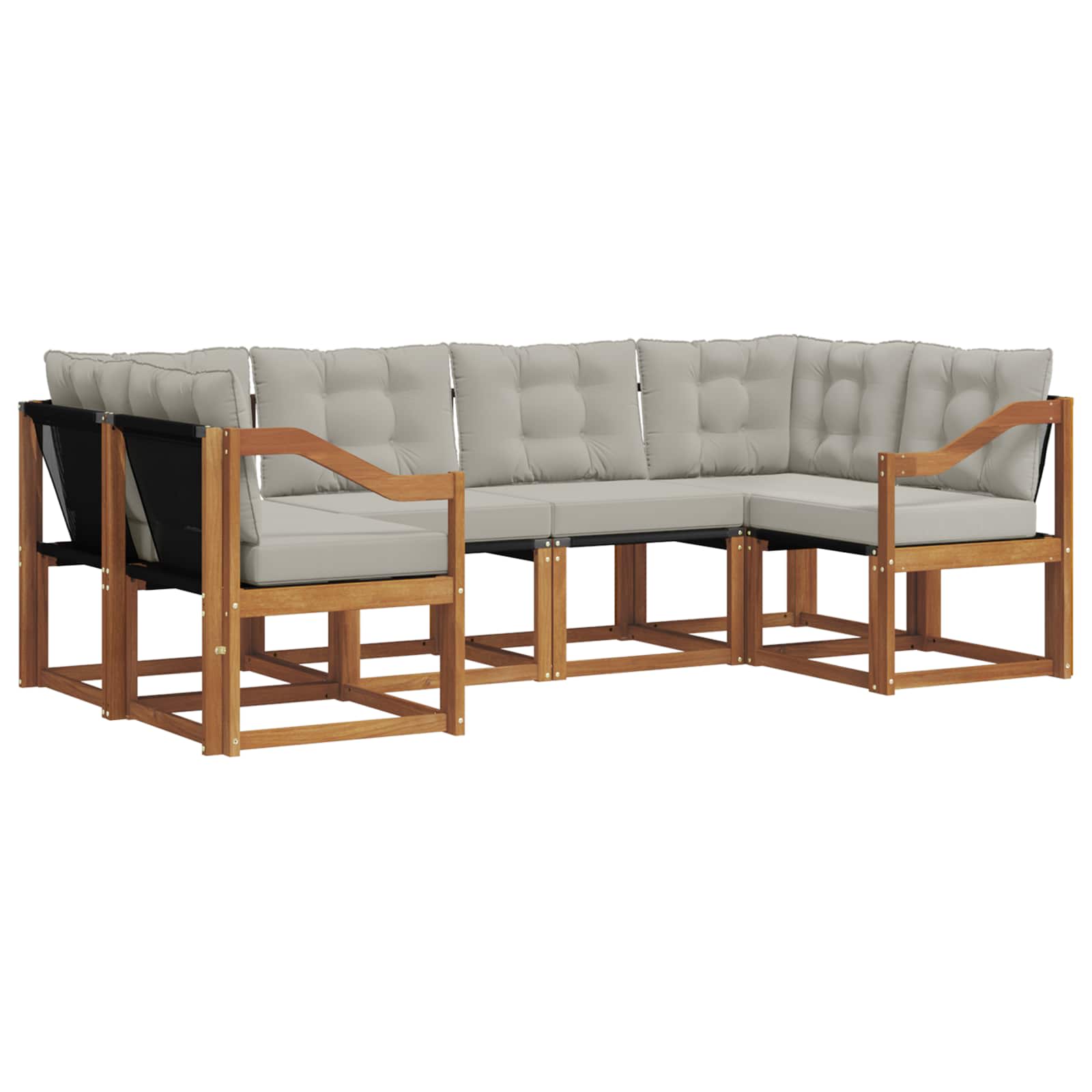 Outdoor-Sofagarnitur mit Kissen 6 pcs Natürlich und Hellgrau