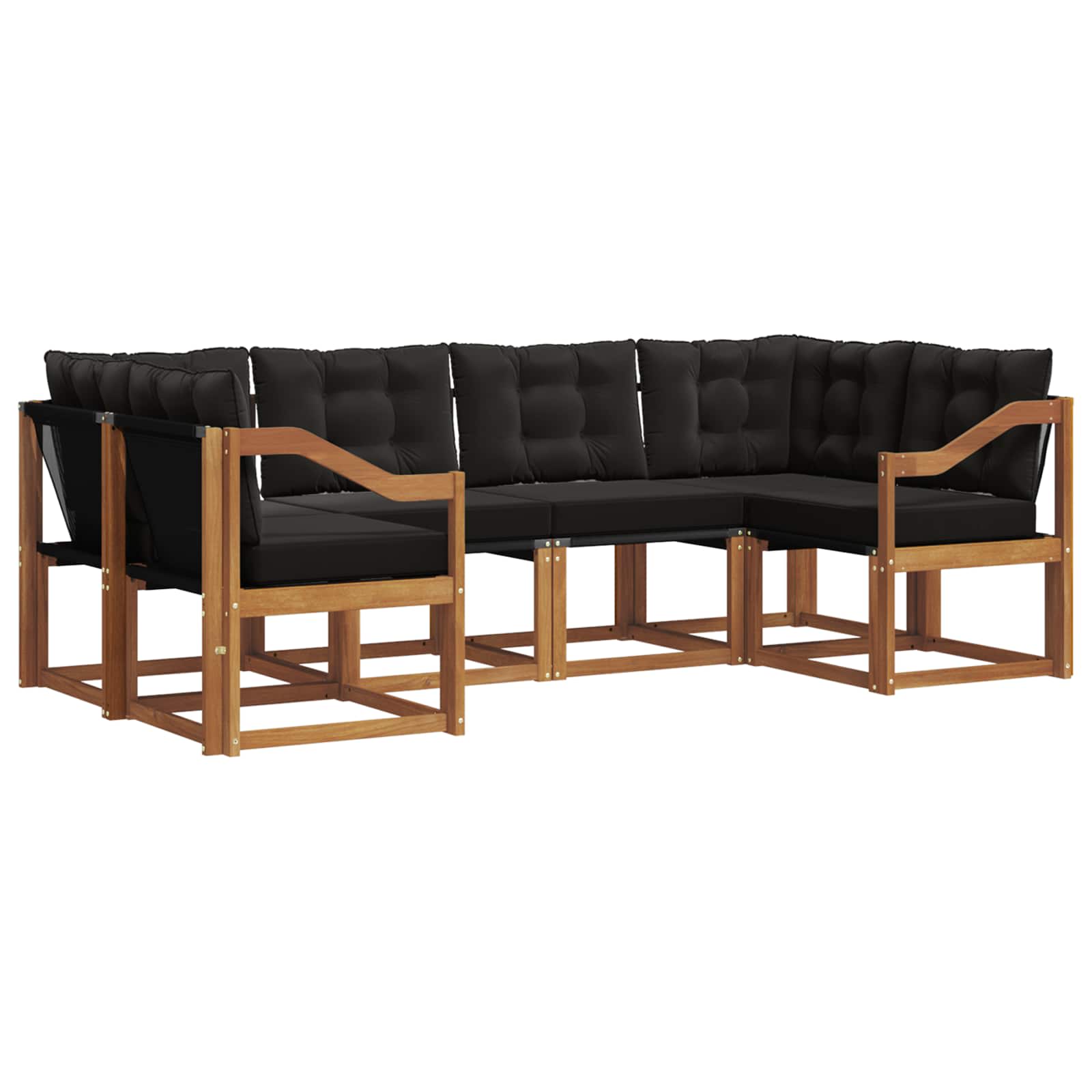 Outdoor-Sofagarnitur mit Kissen 6 pcs Natürlich und Schwarz