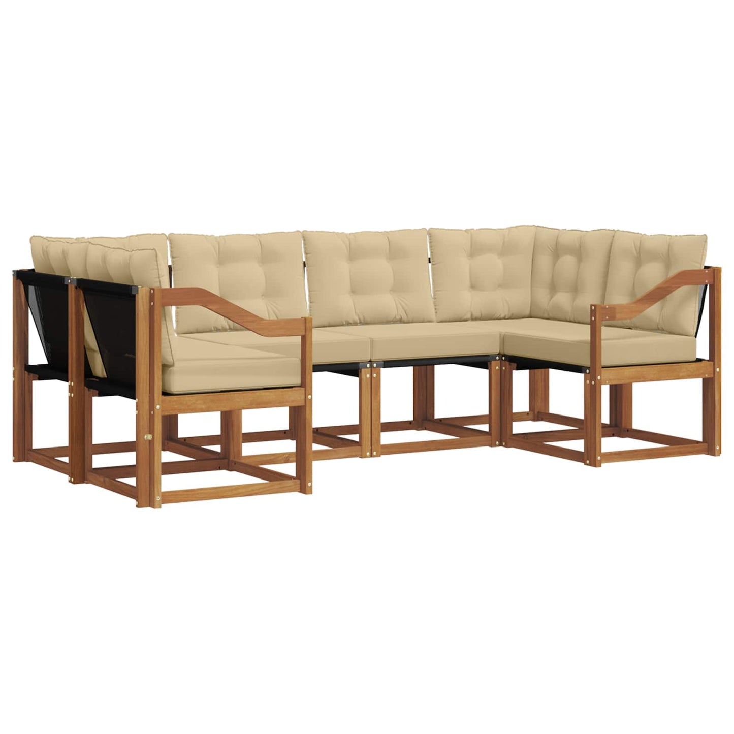 Outdoor-Sofagarnitur 6 stk. Natur und Beige