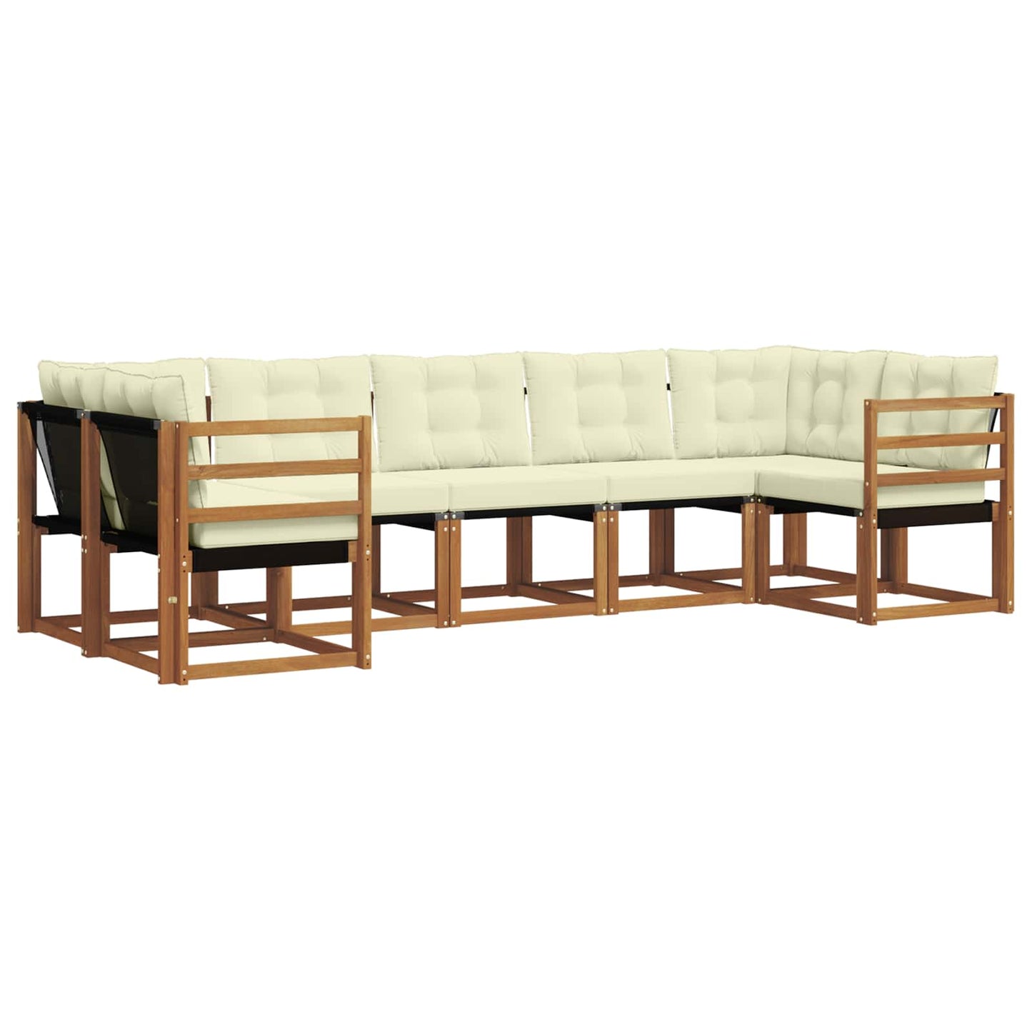 Outdoor-Sofagarnitur mit Kissen 7 pcs Natur und Creme