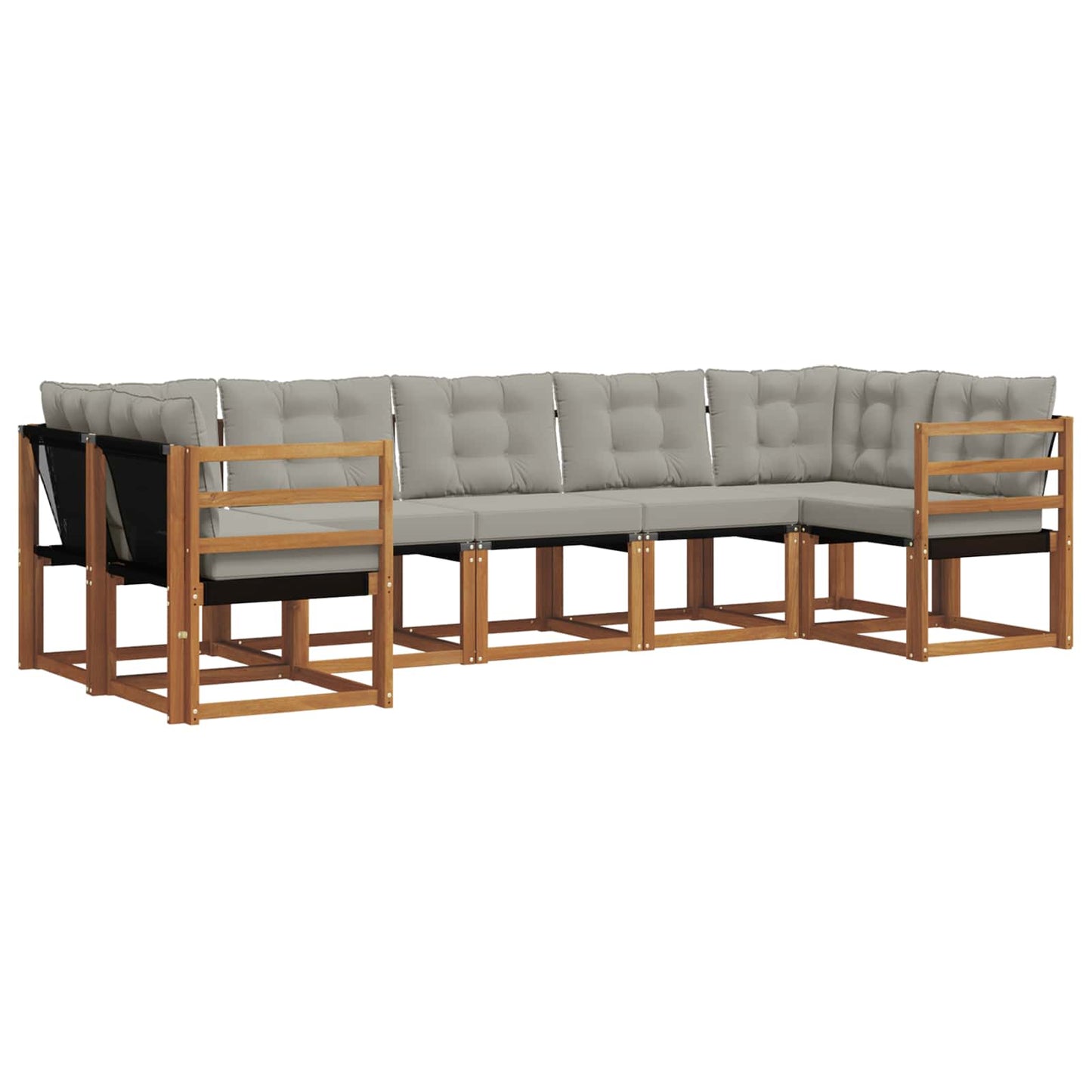 Outdoor-Sofagarnitur mit Kissen 7 pcs Natürlich und Hellgrau