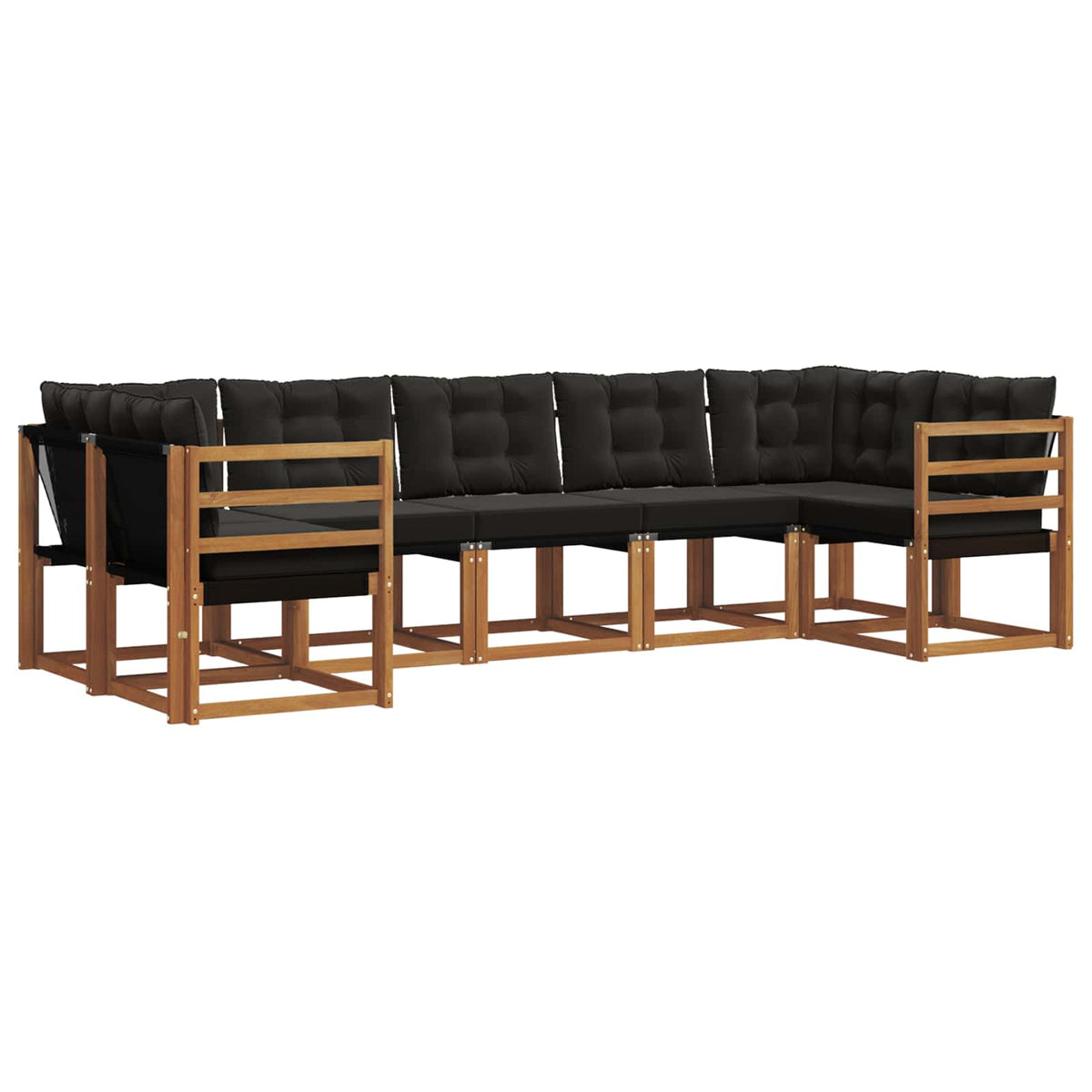 Outdoor-Sofagarnitur 7 stk. Natur und Schwarz