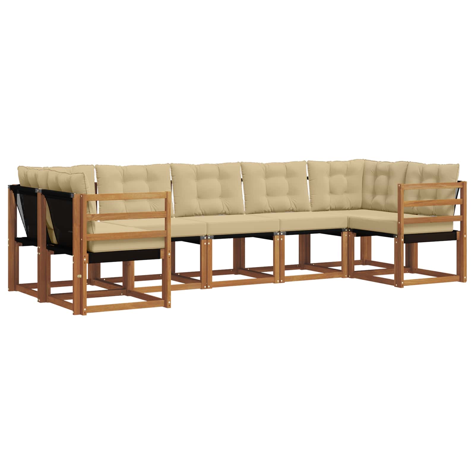 Outdoor-Sofagarnitur 7 stk. Natur und Beige
