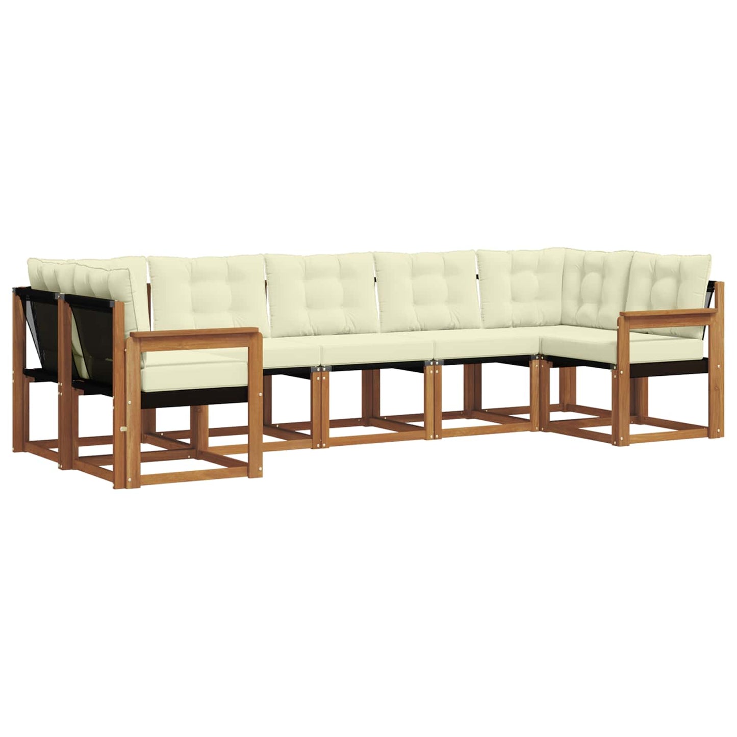 Outdoor-Sofagarnitur 7 stk. Natur und Creme
