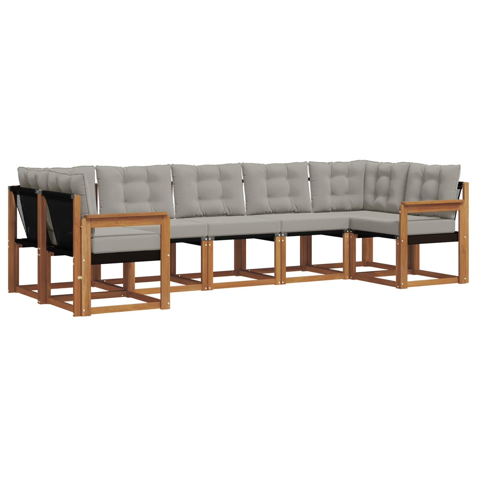 Outdoor-Sofagarnitur mit Kissen 7 pcs Natürlich und Hellgrau