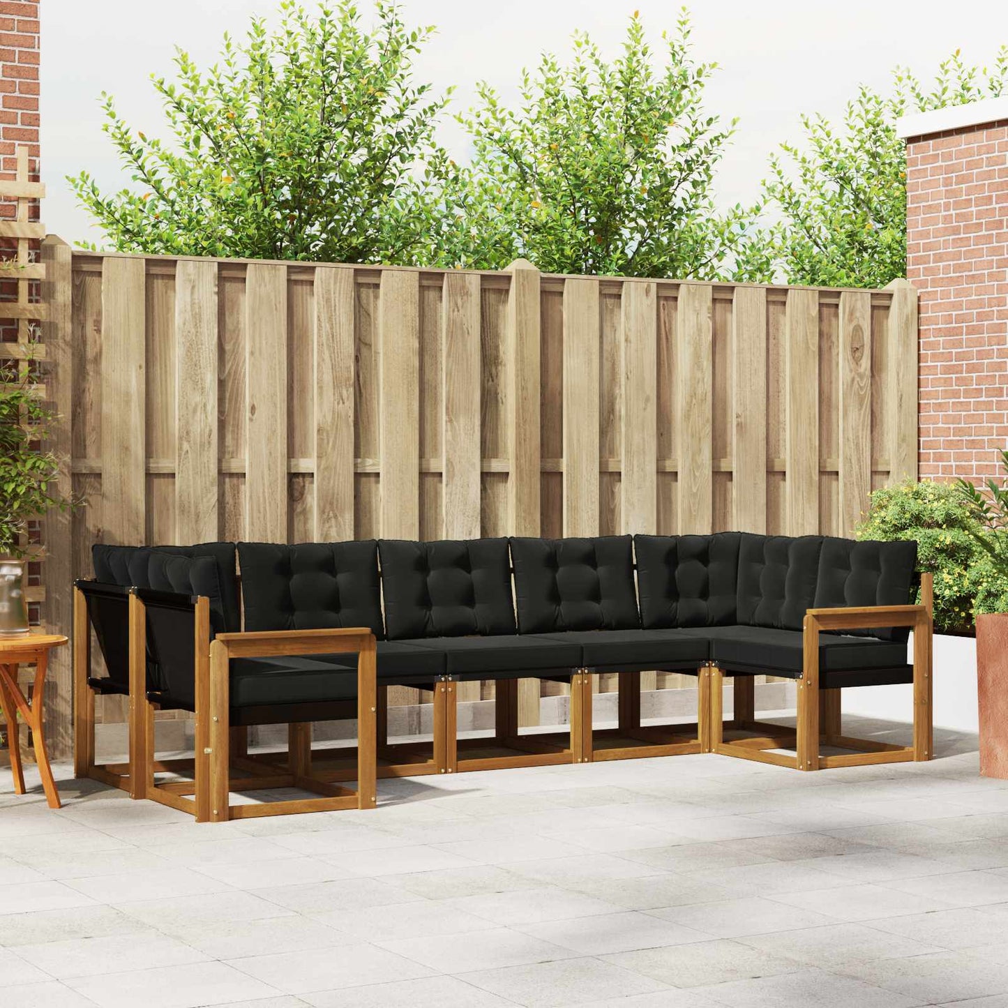 Outdoor-Sofagarnitur mit Kissen 7 pcs Natürlich und Schwarz
