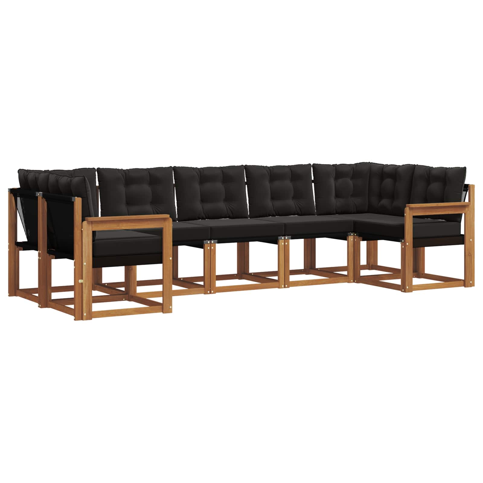 Outdoor-Sofagarnitur mit Kissen 7 pcs Natürlich und Schwarz