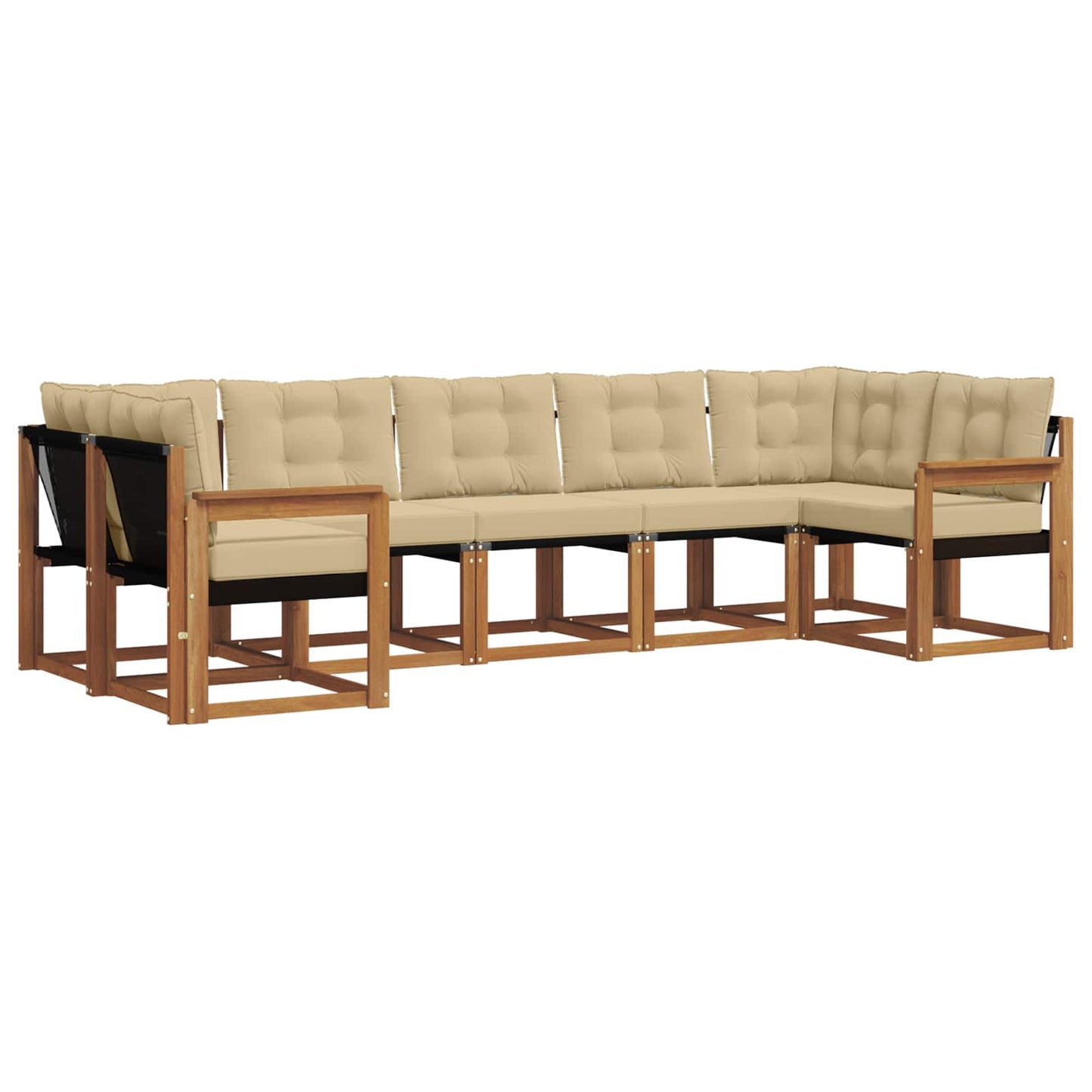 Outdoor-Sofagarnitur 7 stk. Natur und Beige