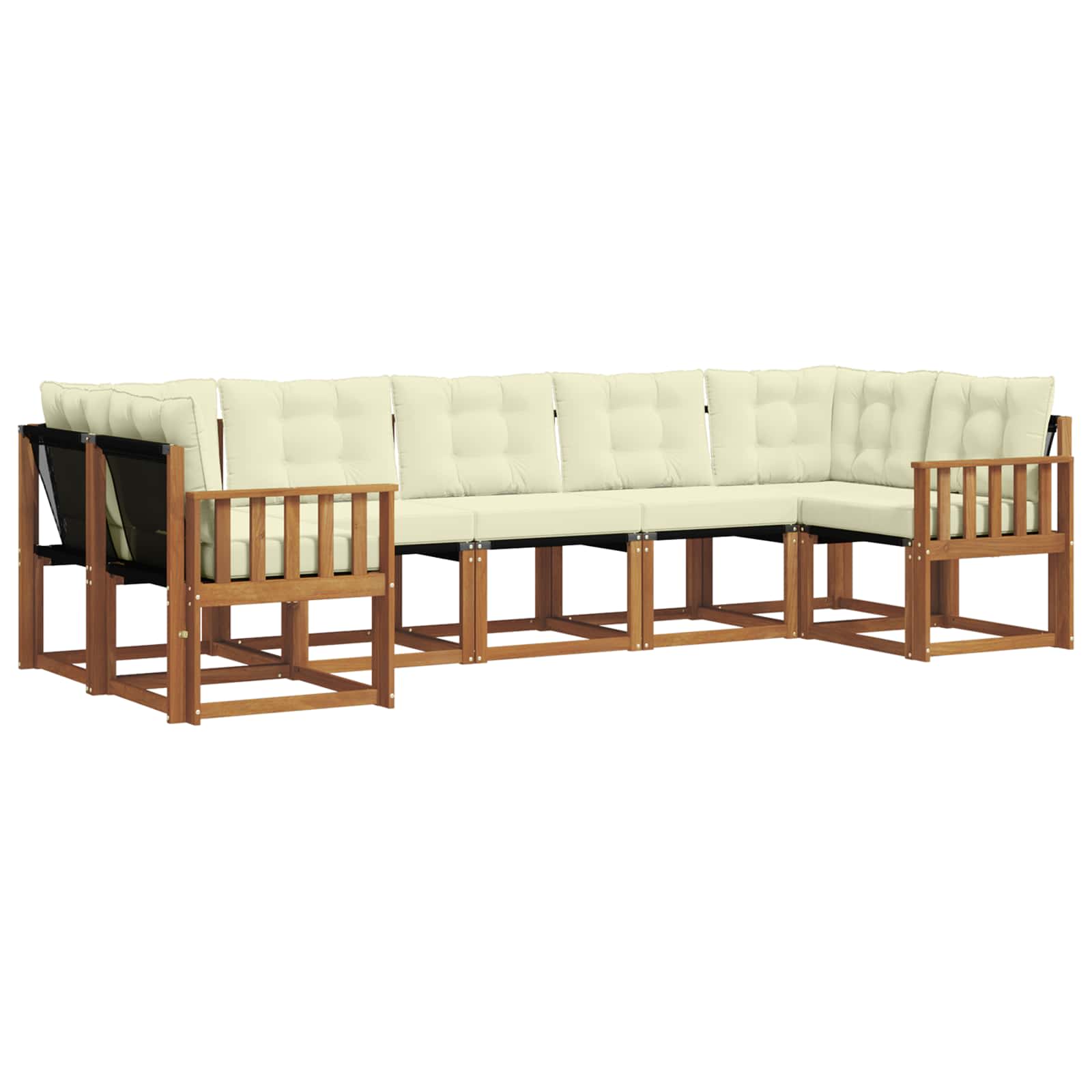 Outdoor-Sofagarnitur 7 stk. Natur und Creme