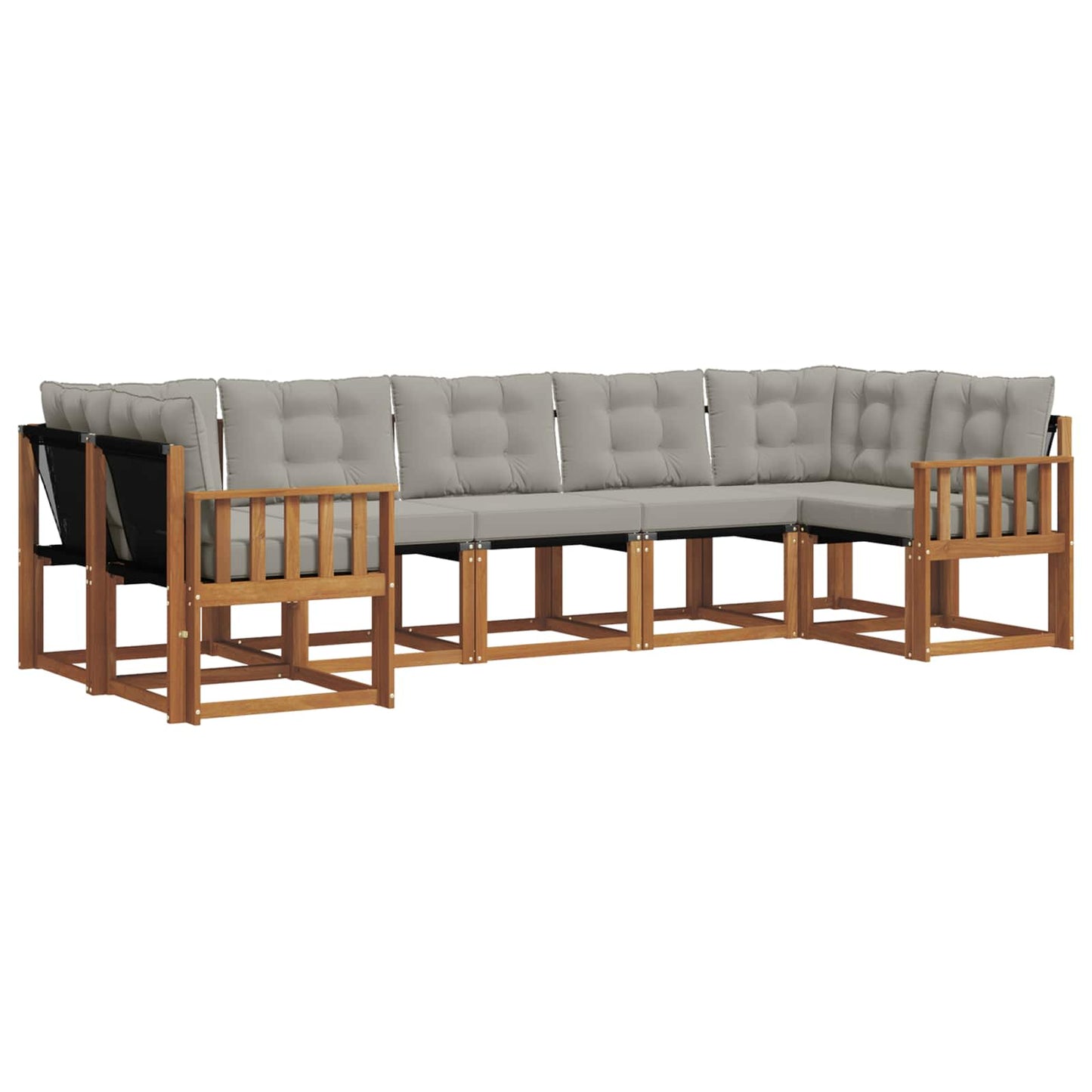 Outdoor-Sofagarnitur mit Kissen 7 pcs Natürlich und Hellgrau