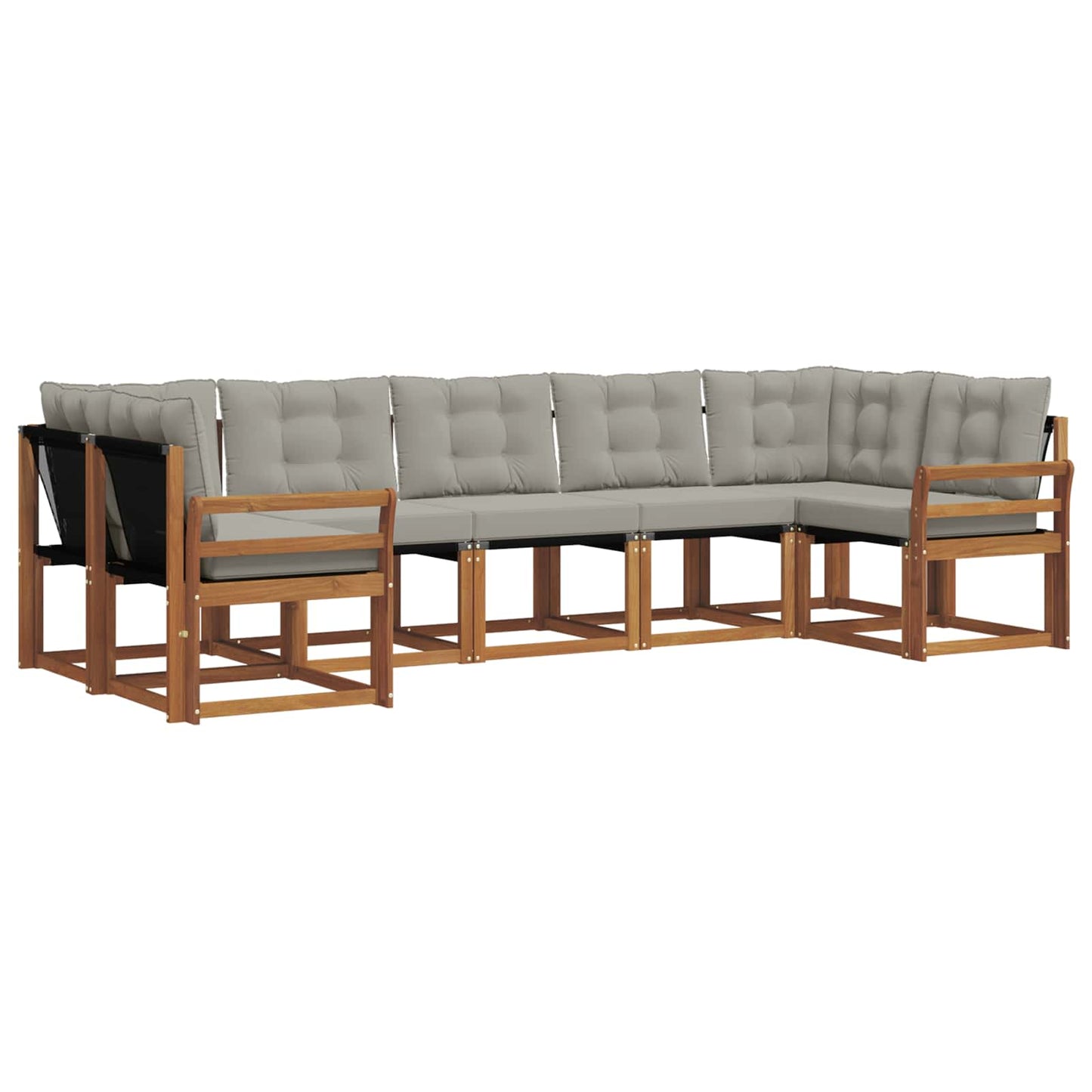 Outdoor-Sofagarnitur mit Kissen 7 pcs Natürlich und Hellgrau