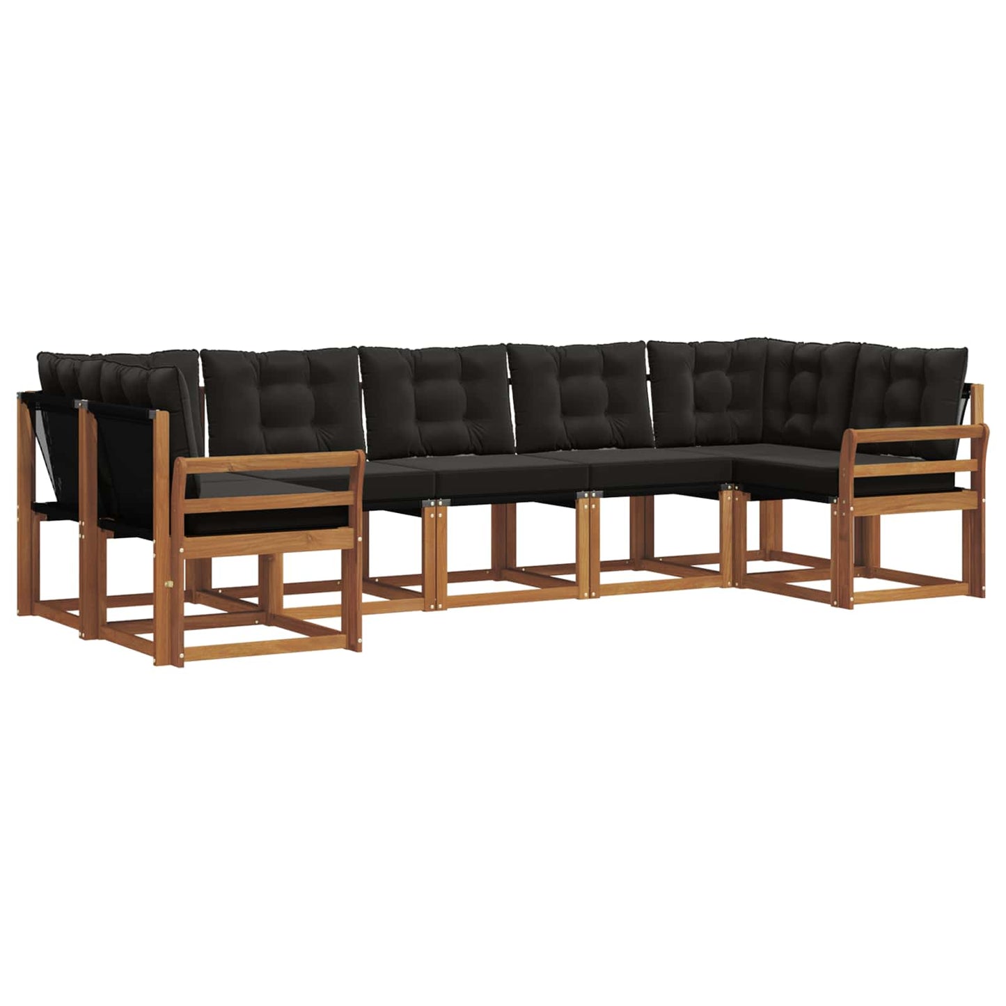Outdoor-Sofagarnitur mit Kissen 7 pcs Natürlich und Schwarz