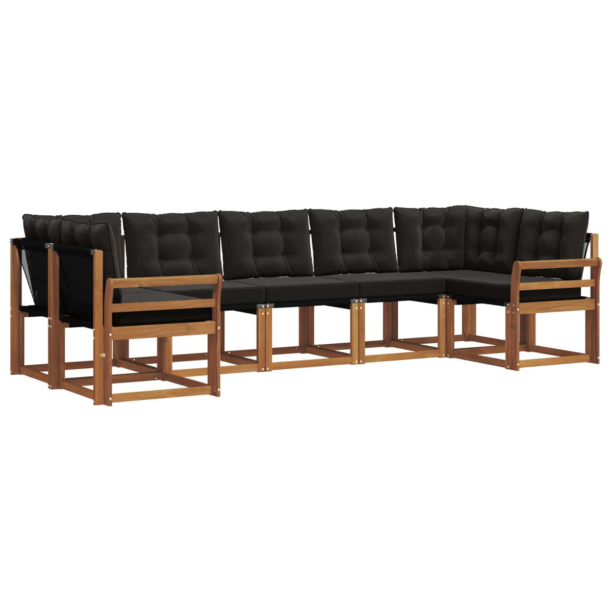 Outdoor-Sofagarnitur 7 stk. Natur und Schwarz