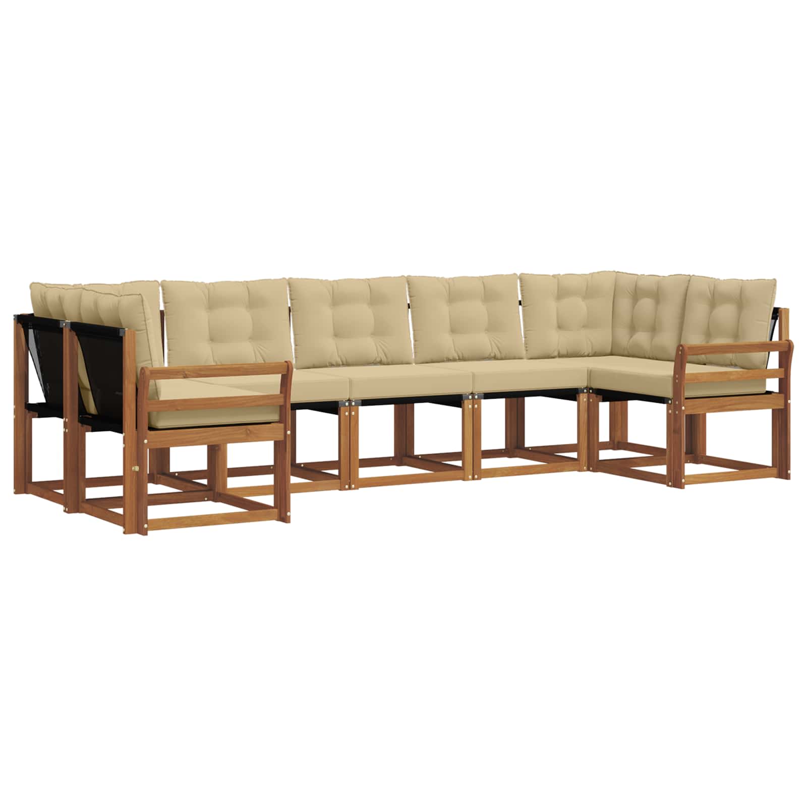 Outdoor-Sofagarnitur 7 stk. Natur und Beige