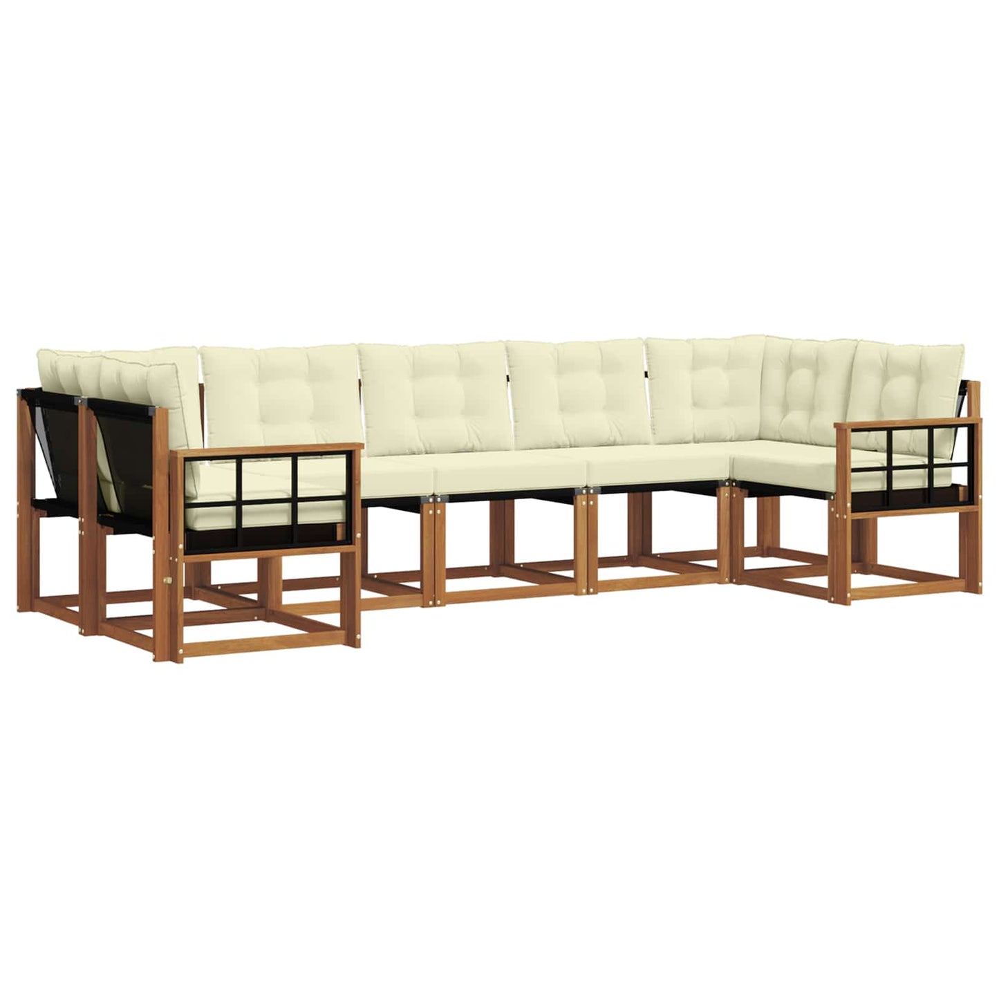 Outdoor-Sofagarnitur mit Kissen 7 pcs Natur und Creme