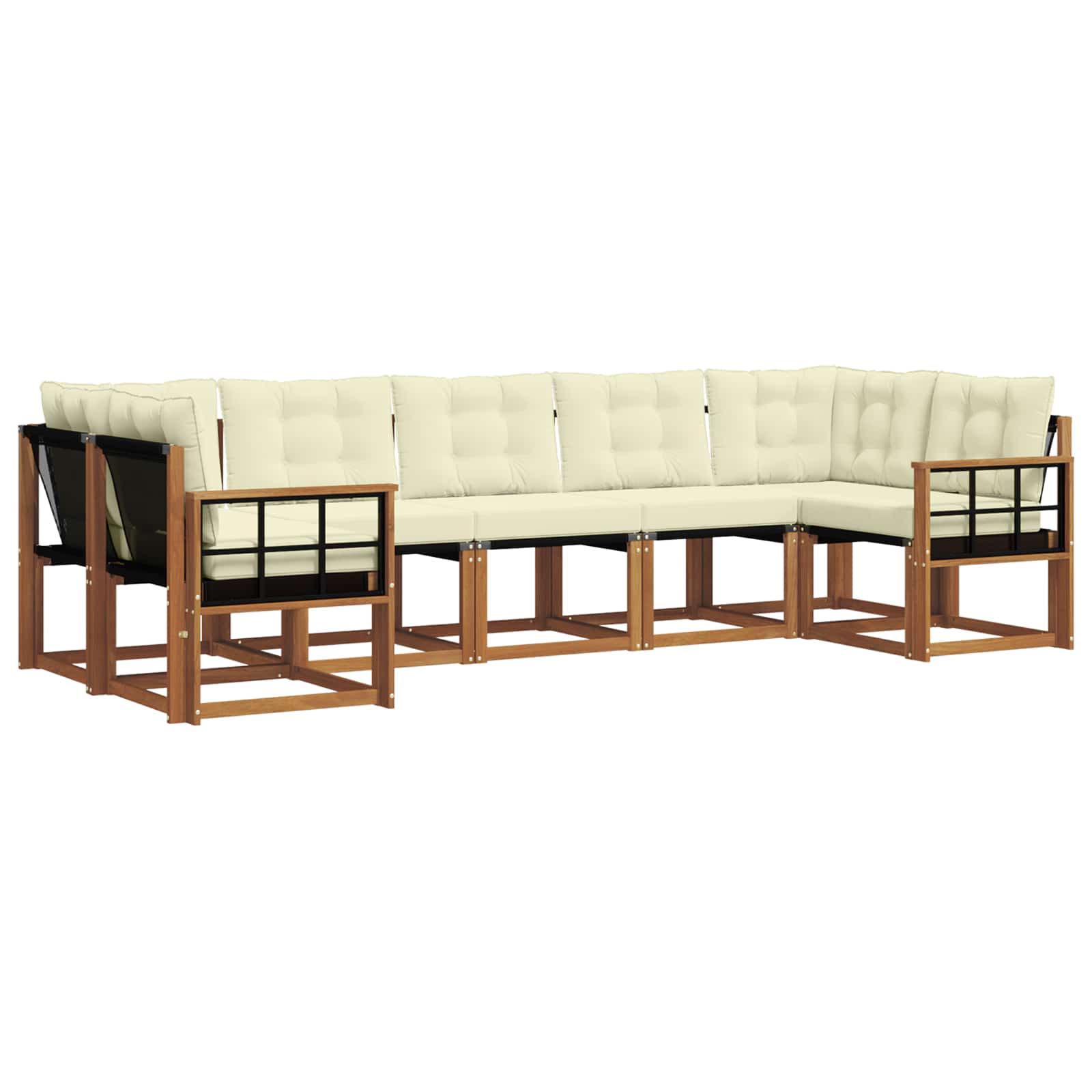 Outdoor-Sofagarnitur mit Kissen 7 pcs Natur und Creme