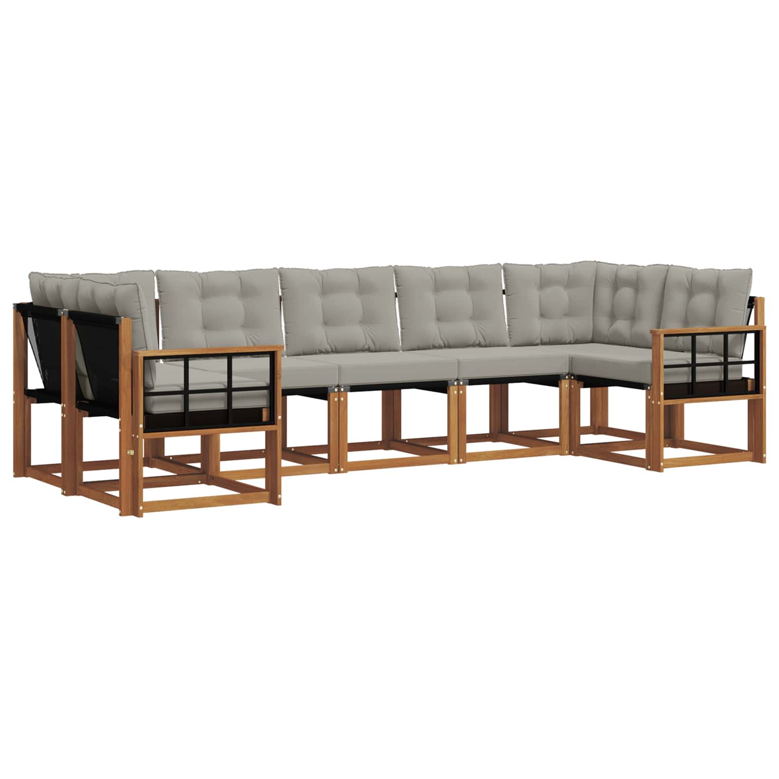 Outdoor-Sofagarnitur mit Kissen 7 pcs Natürlich und Hellgrau