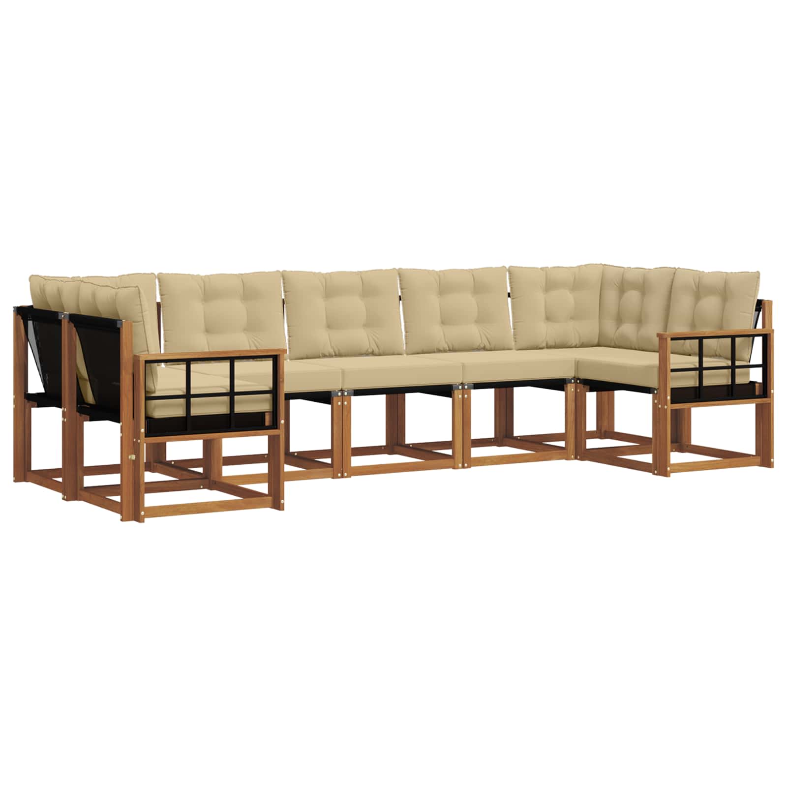Outdoor-Sofagarnitur mit Kissen 7 pcs Natur und Beige