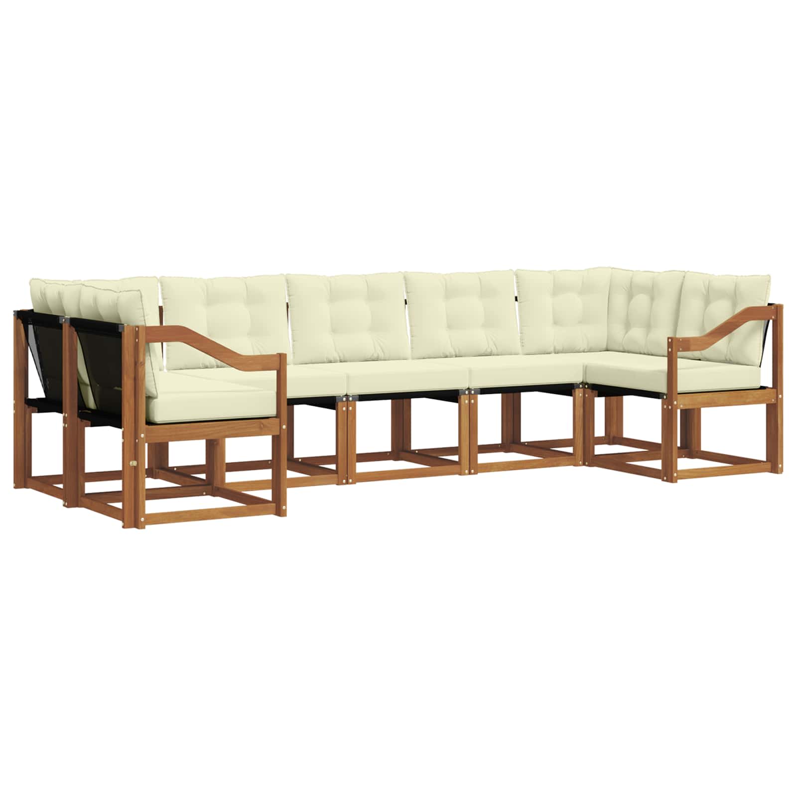 Outdoor-Sofagarnitur 7 stk. Natur und Creme
