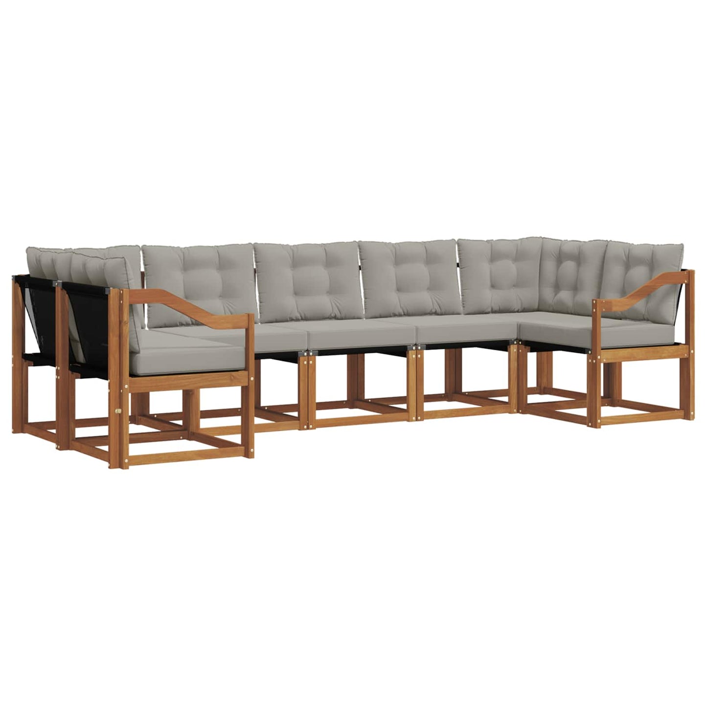 Outdoor-Sofagarnitur mit Kissen 7 pcs Natürlich und Hellgrau