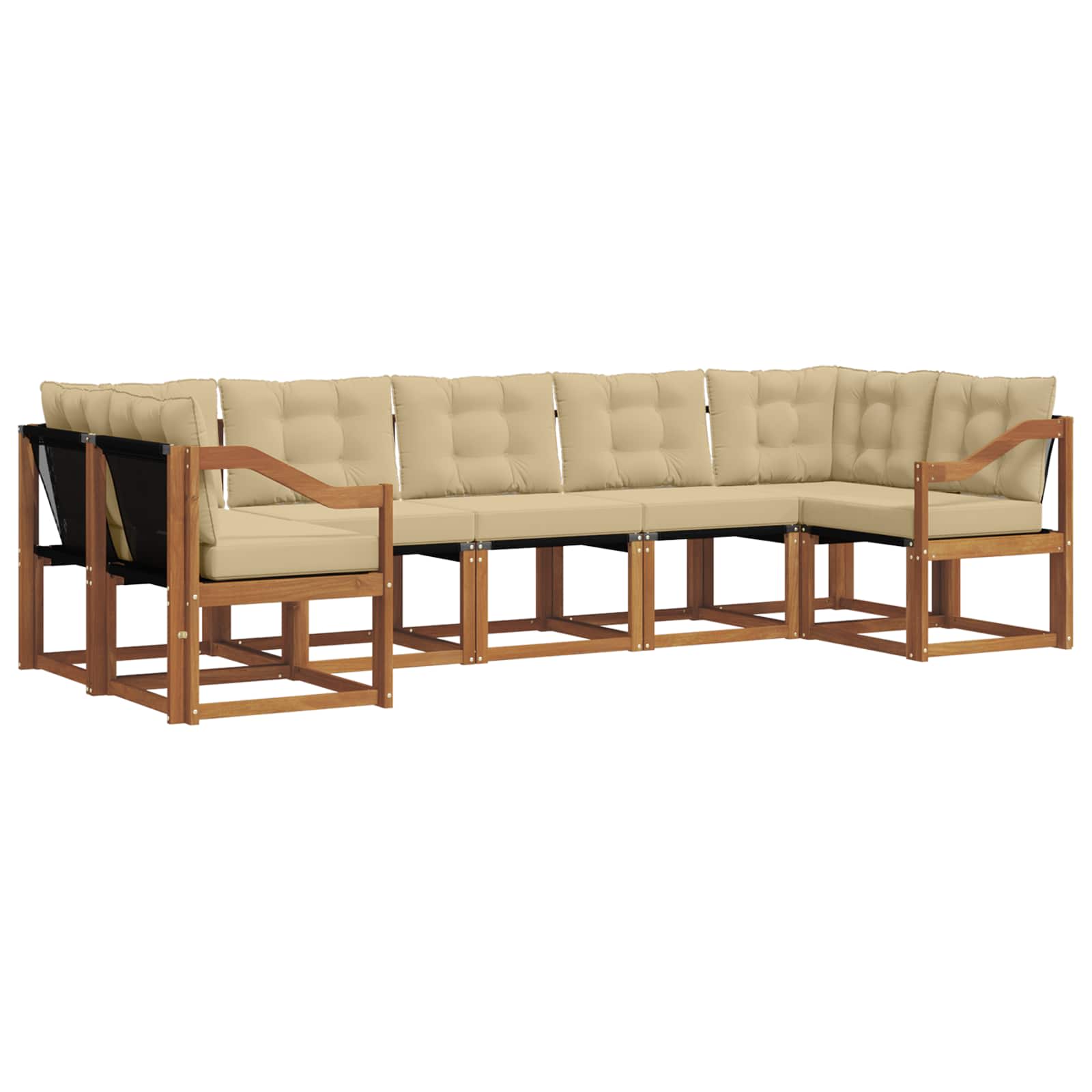 Outdoor-Sofagarnitur mit Kissen 7 pcs Natur und Beige