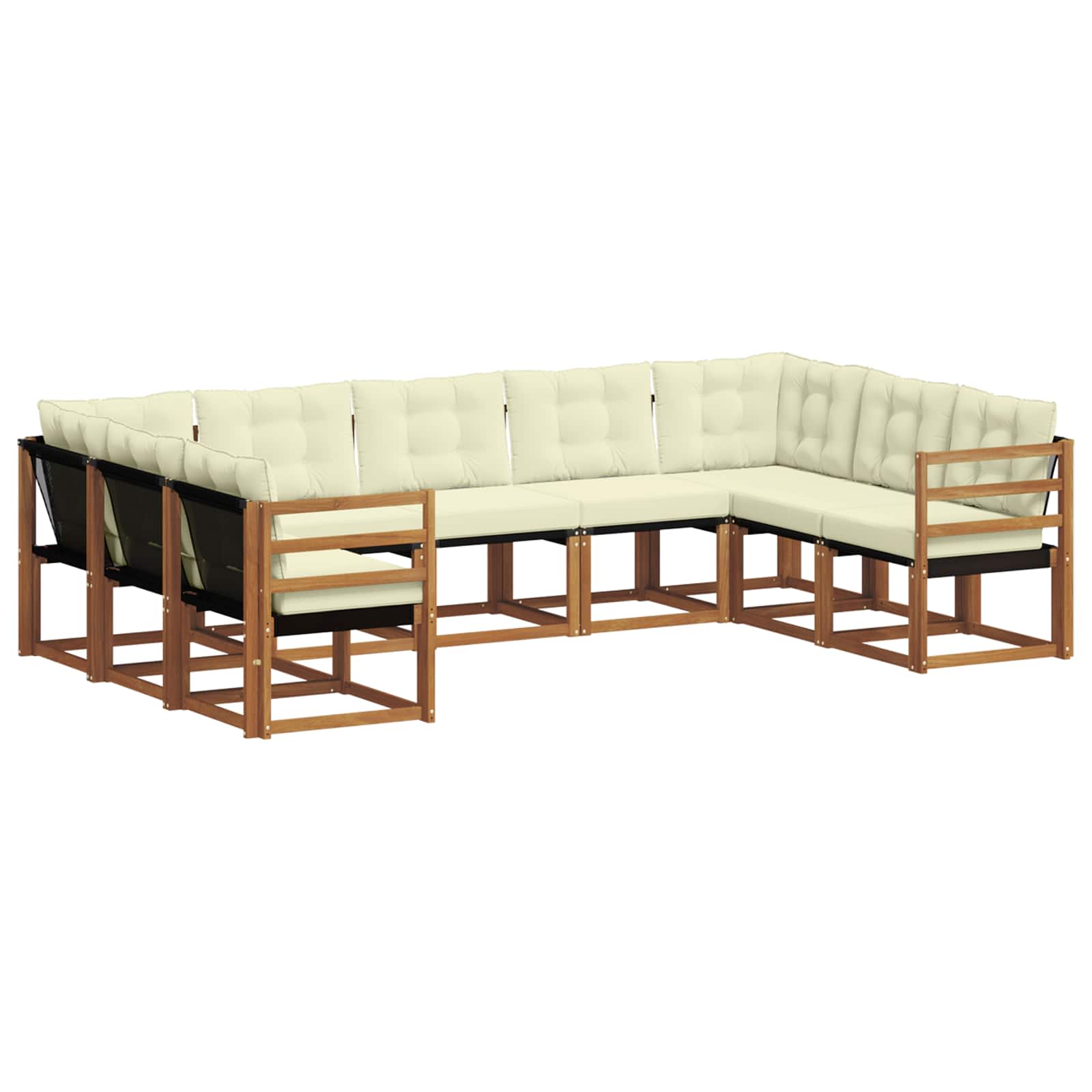 Outdoor-Sofagarnitur mit Kissen 9 pcs Natur und Creme