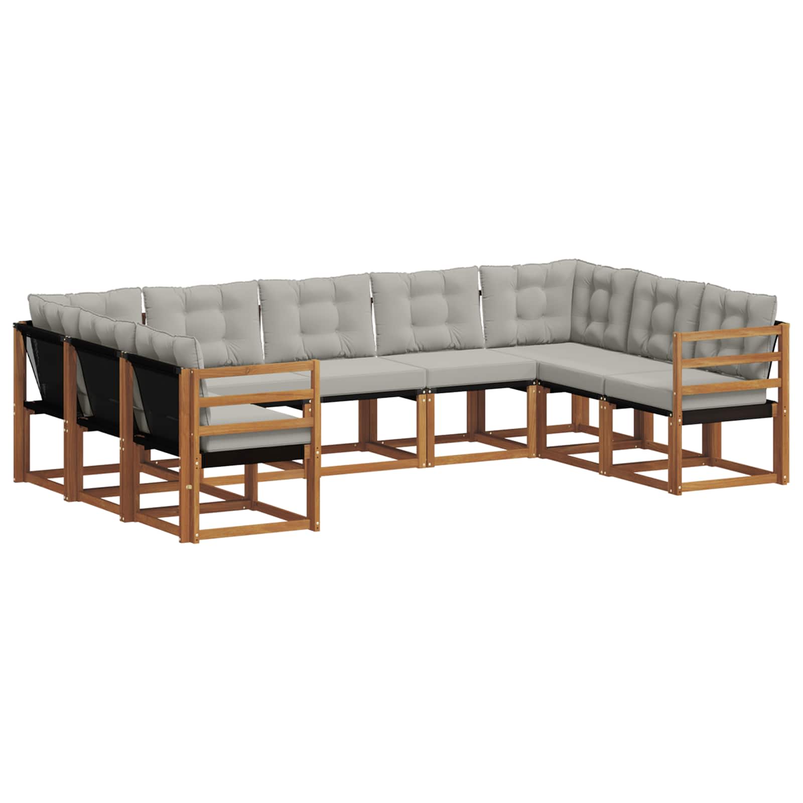 Outdoor-Sofagarnitur mit Kissen 9 pcs Natürlich und Hellgrau