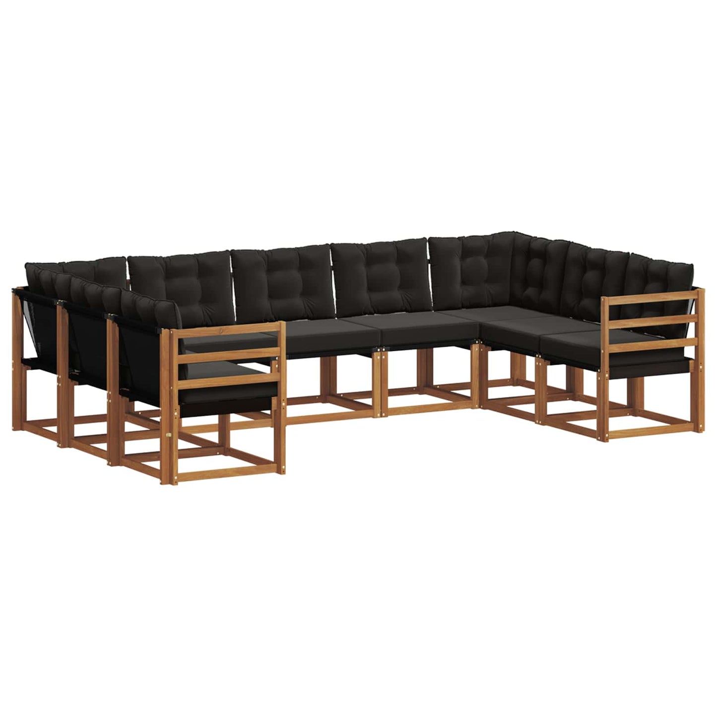 Outdoor-Sofagarnitur mit Kissen 9 pcs Natürlich und Schwarz