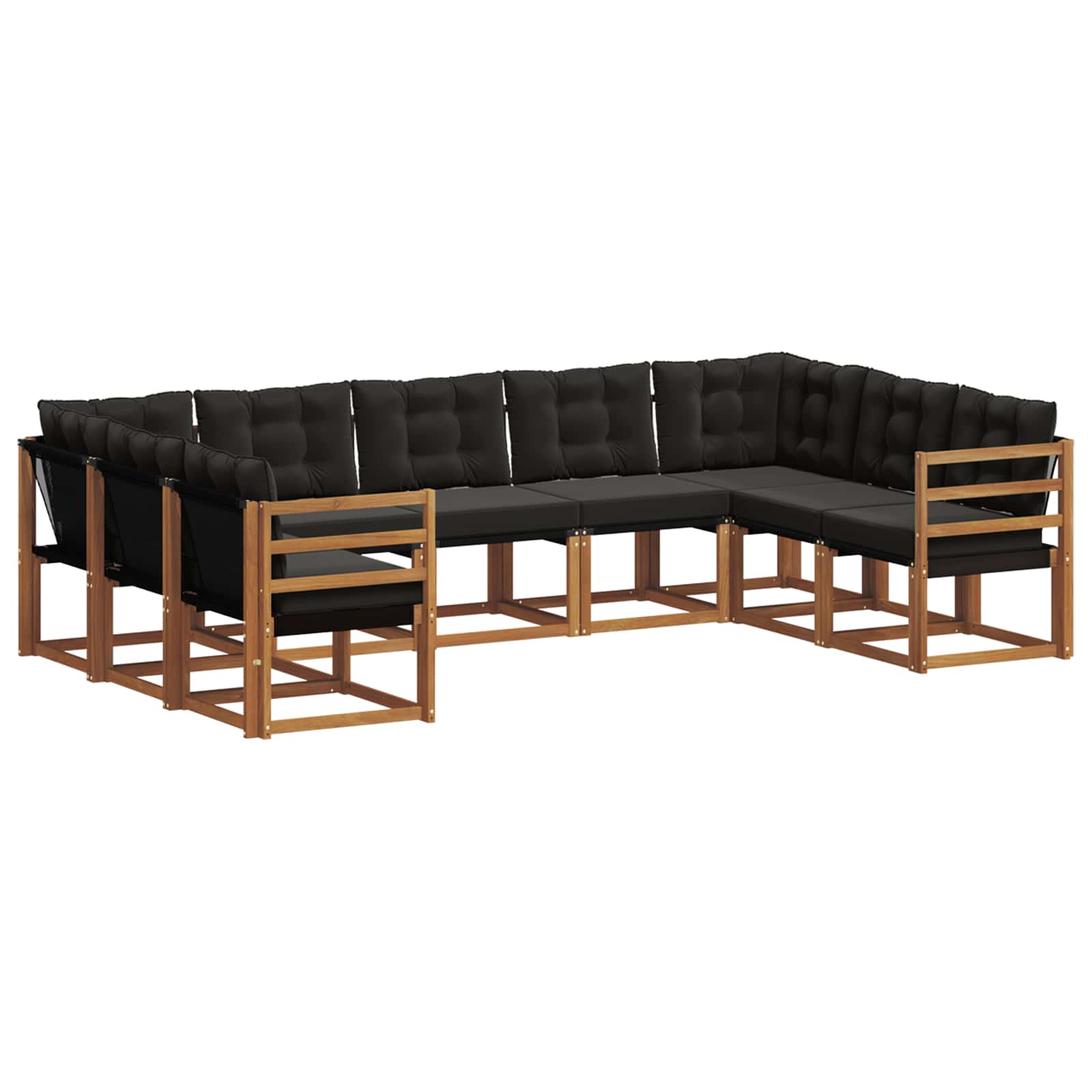 Outdoor-Sofagarnitur mit Kissen 9 pcs Natürlich und Schwarz