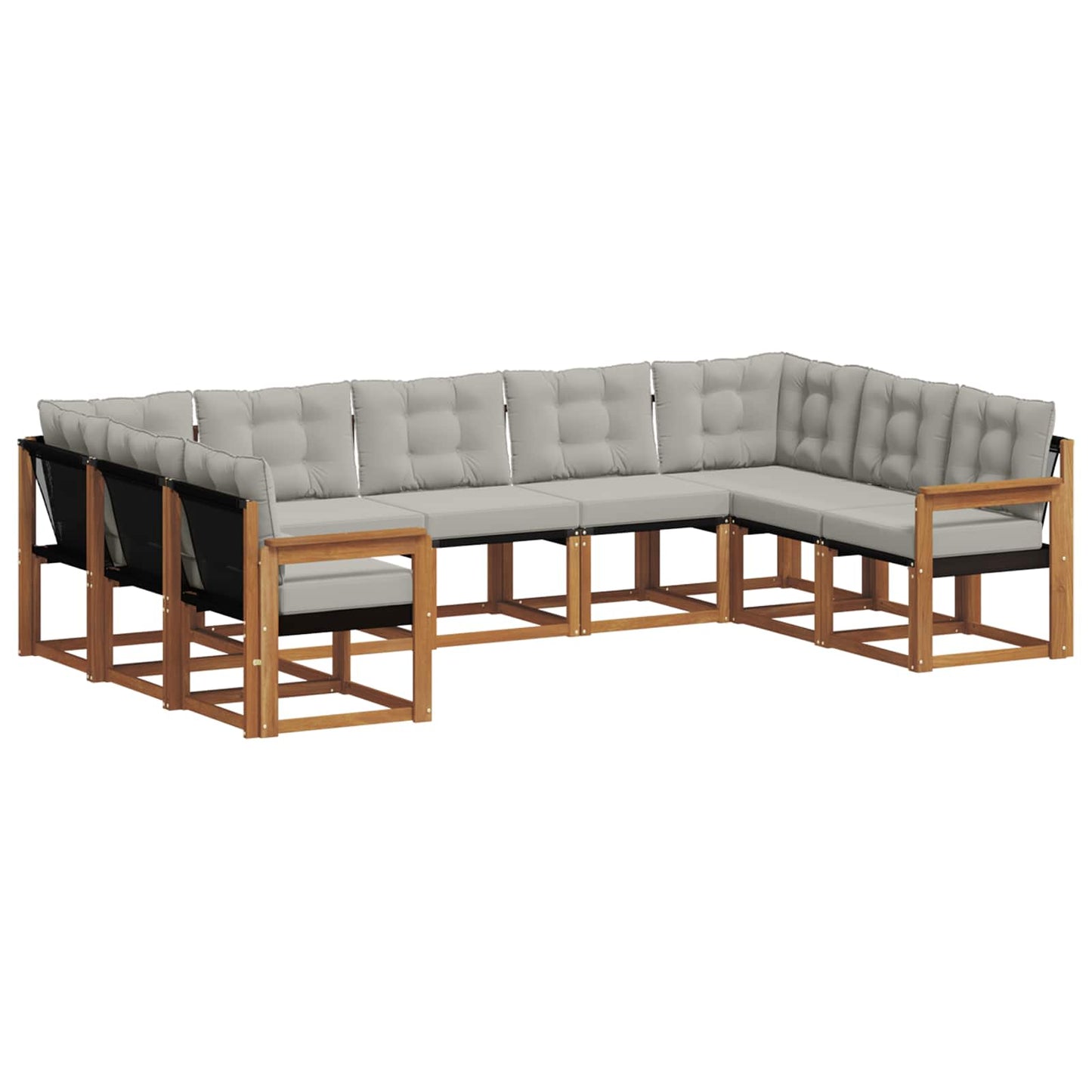 Outdoor-Sofagarnitur mit Kissen 9 pcs Natürlich und Hellgrau