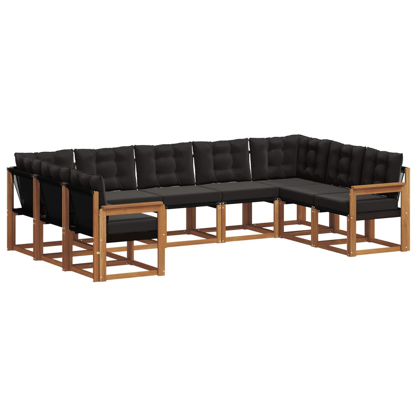 Outdoor-Sofagarnitur mit Kissen 9 pcs Natürlich und Schwarz
