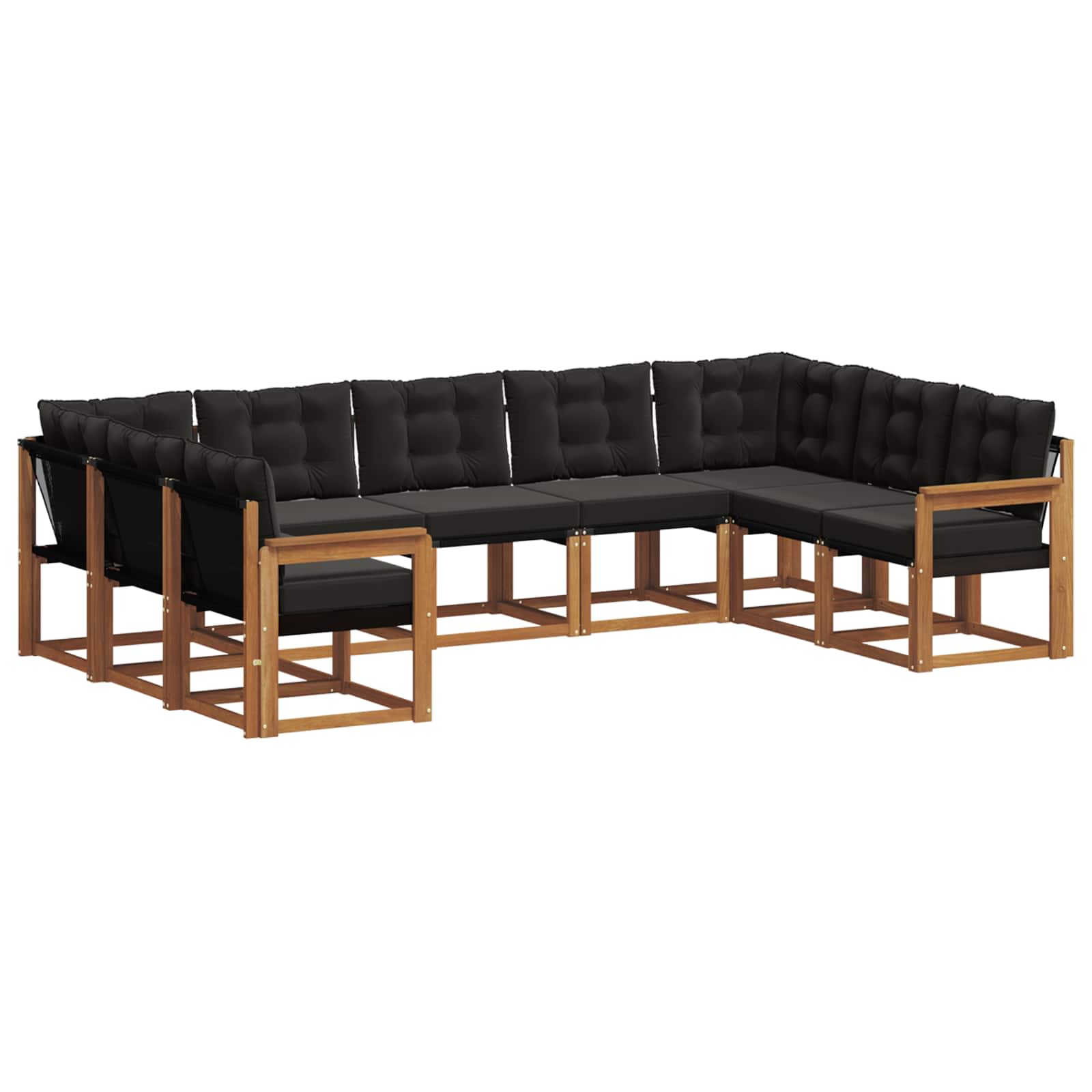 Outdoor-Sofagarnitur mit Kissen 9 pcs Natürlich und Schwarz