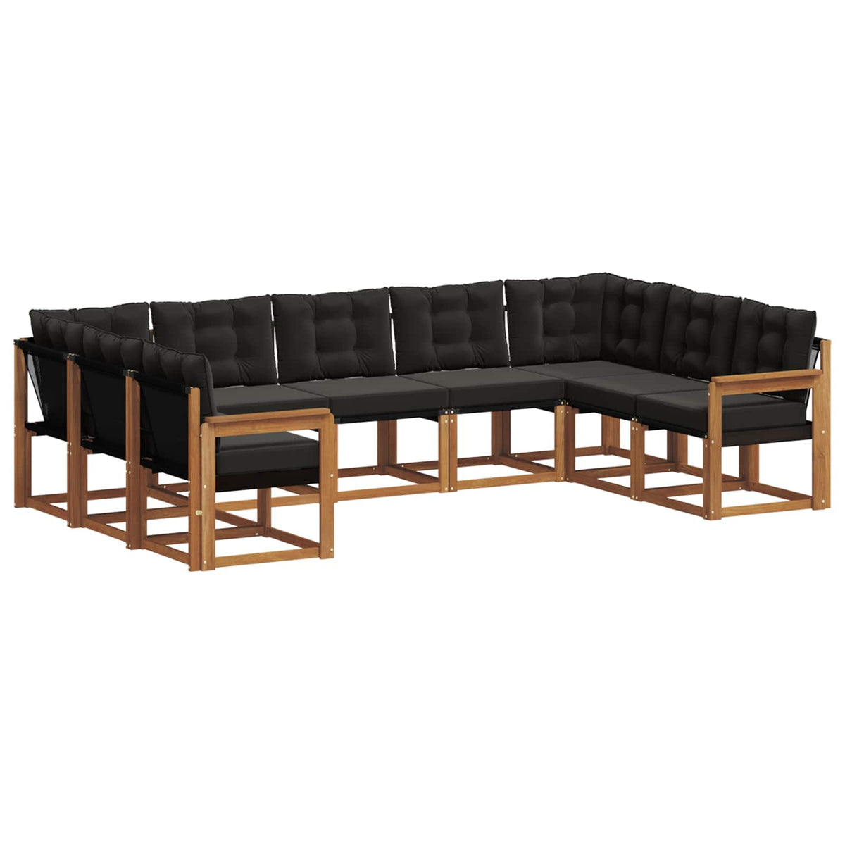 Outdoor-Sofagarnitur 9 stk. Natur und Schwarz