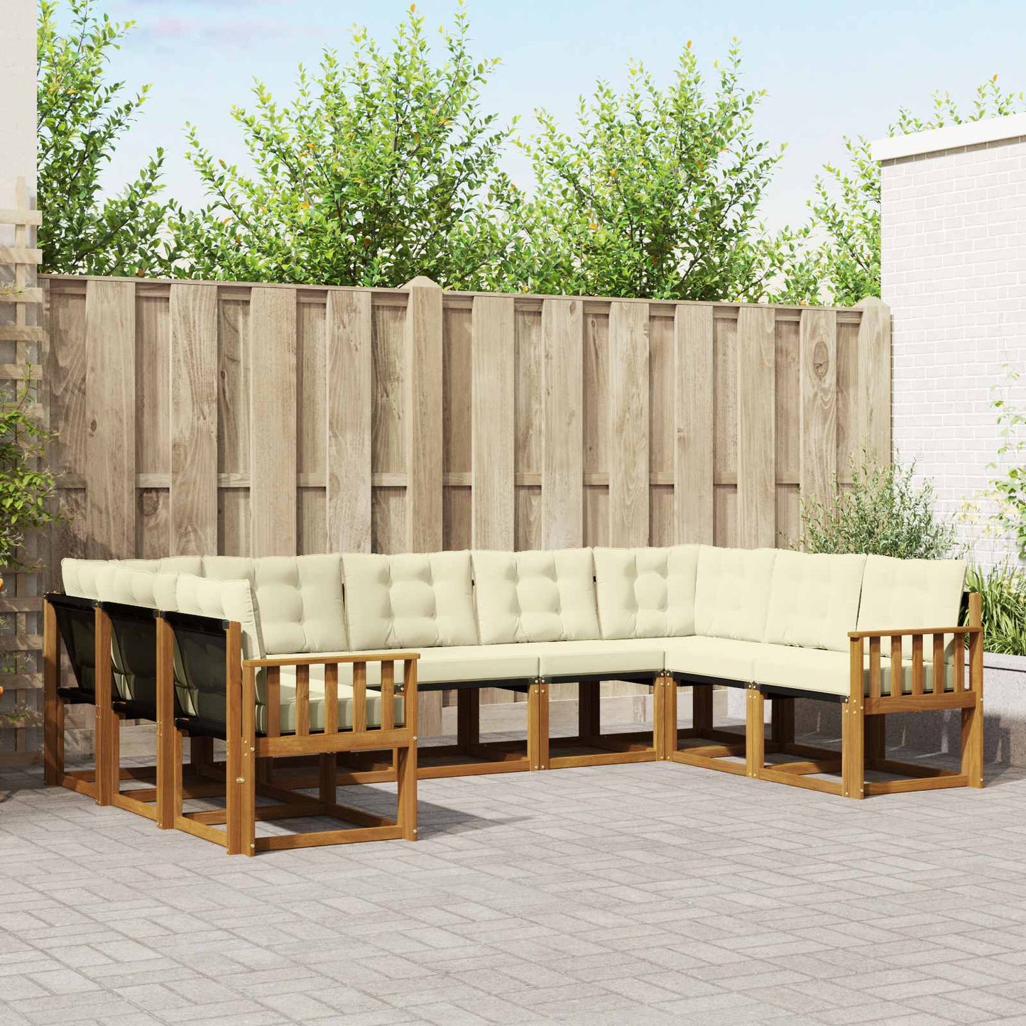 Outdoor-Sofagarnitur 9 stk. Natur und Creme