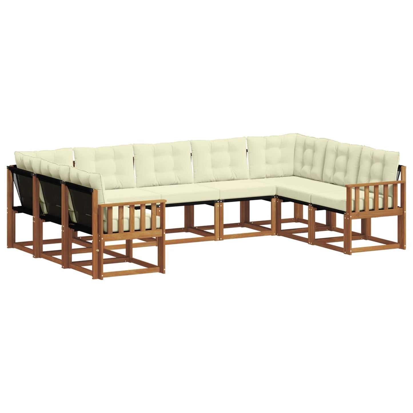 Outdoor-Sofagarnitur 9 pcs Natur und Creme Massivholz Akazie