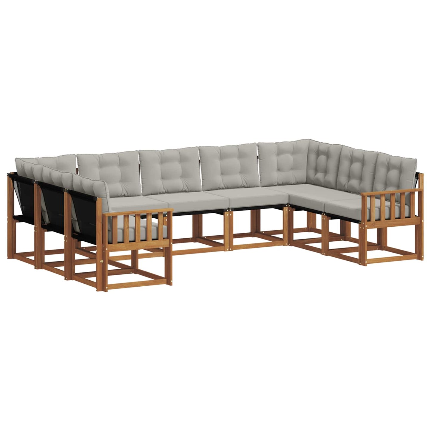 Outdoor-Sofagarnitur mit Kissen 9 pcs Natürlich und Hellgrau