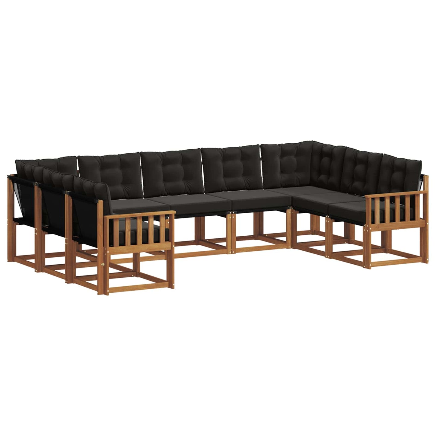Outdoor-Sofagarnitur mit Kissen 9 pcs Natürlich und Schwarz