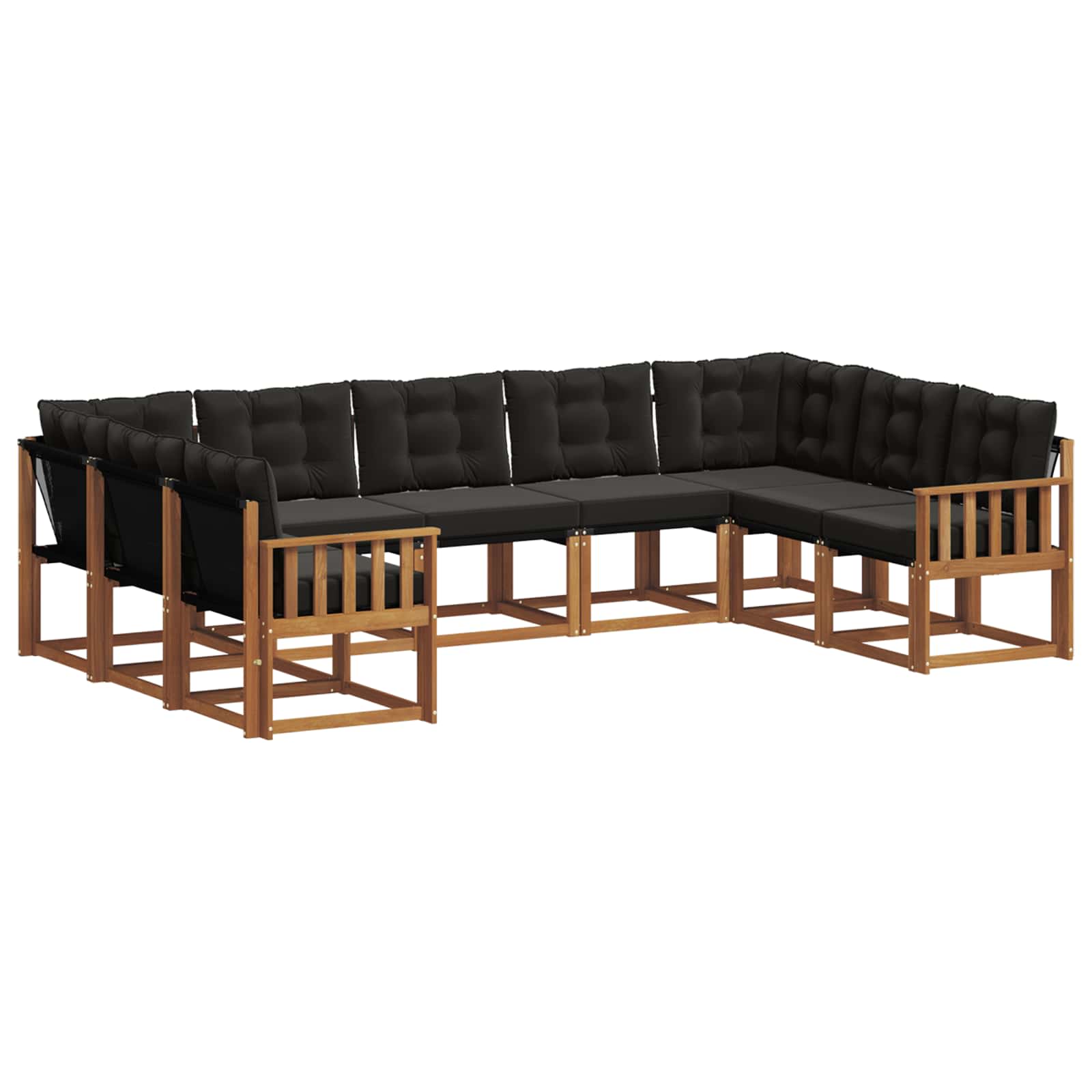 Outdoor-Sofagarnitur mit Kissen 9 pcs Natürlich und Schwarz
