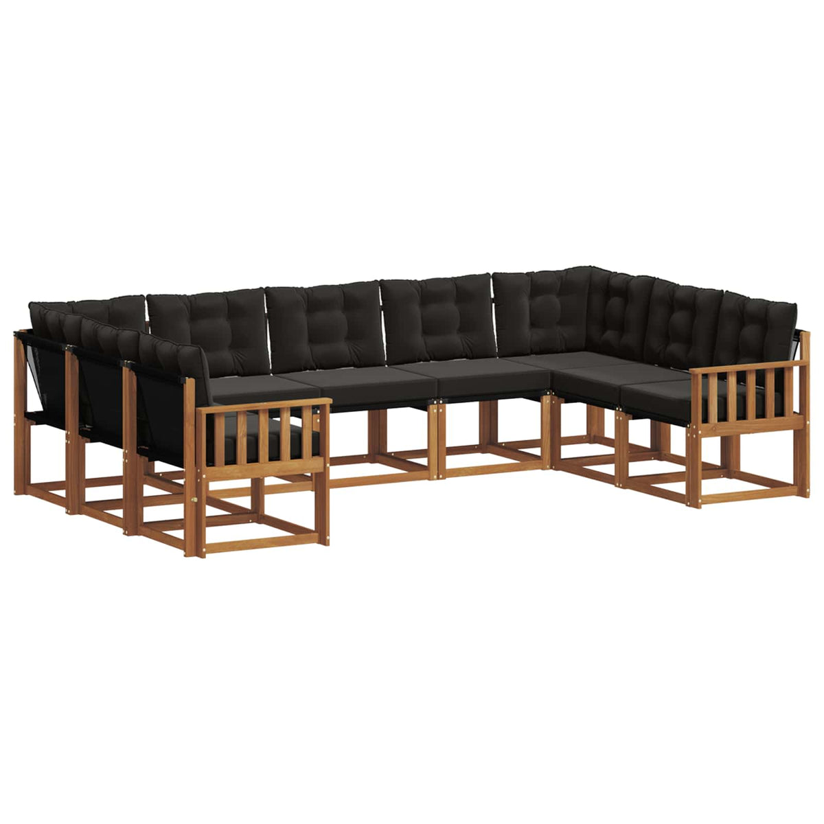 Outdoor-Sofagarnitur 9 stk. Natur und Schwarz