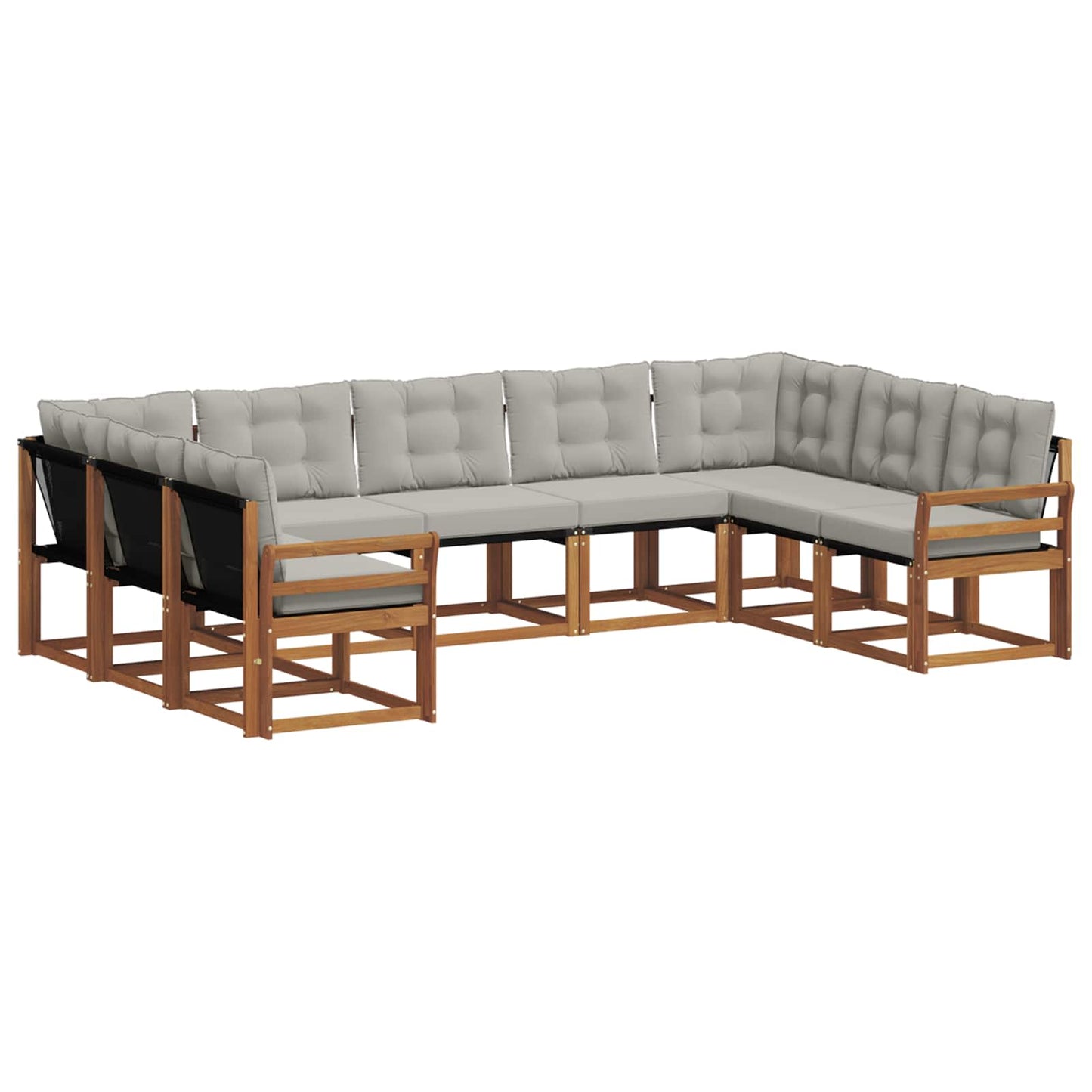 Outdoor-Sofagarnitur mit Kissen 9 pcs Natürlich und Hellgrau