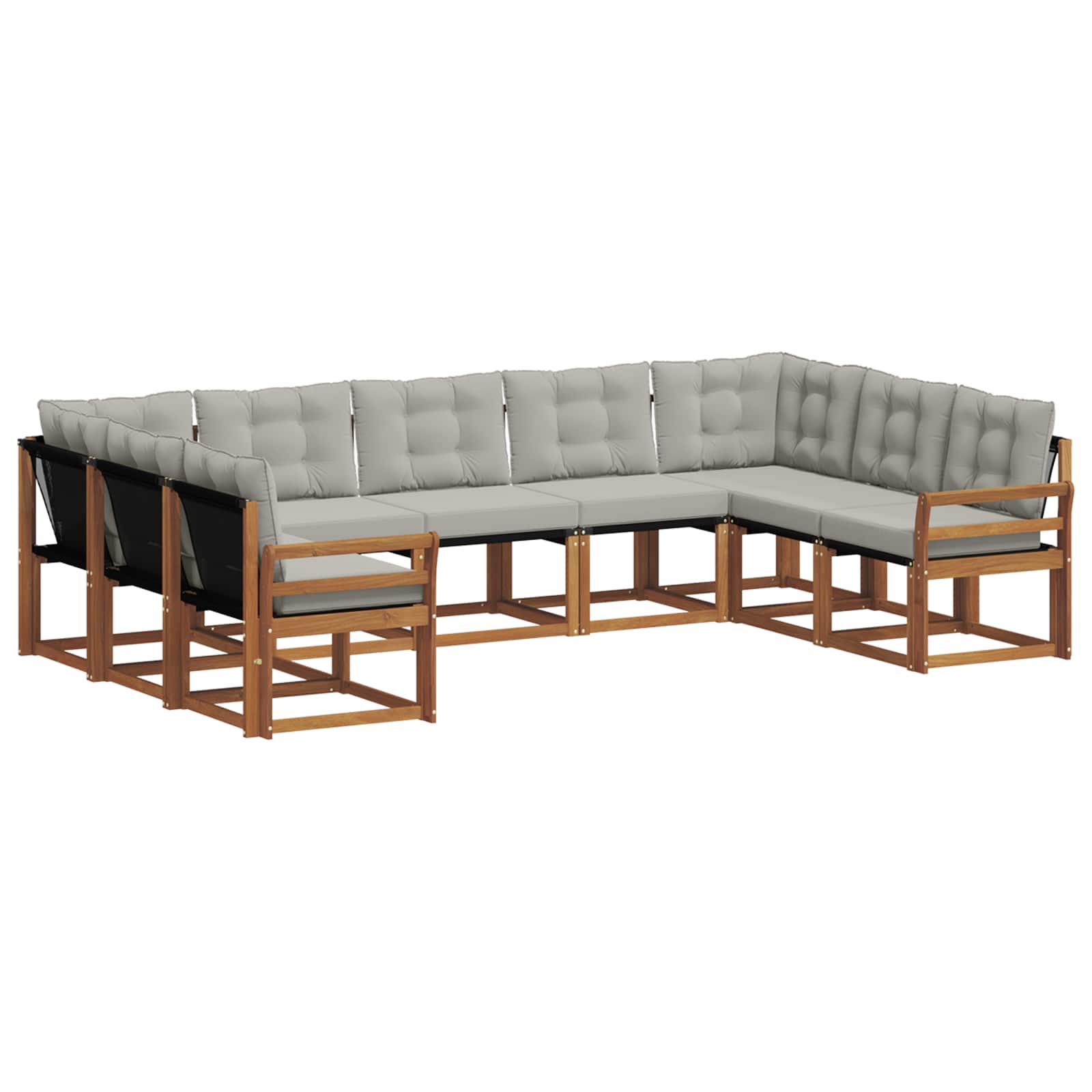 Outdoor-Sofagarnitur mit Kissen 9 pcs Natürlich und Hellgrau